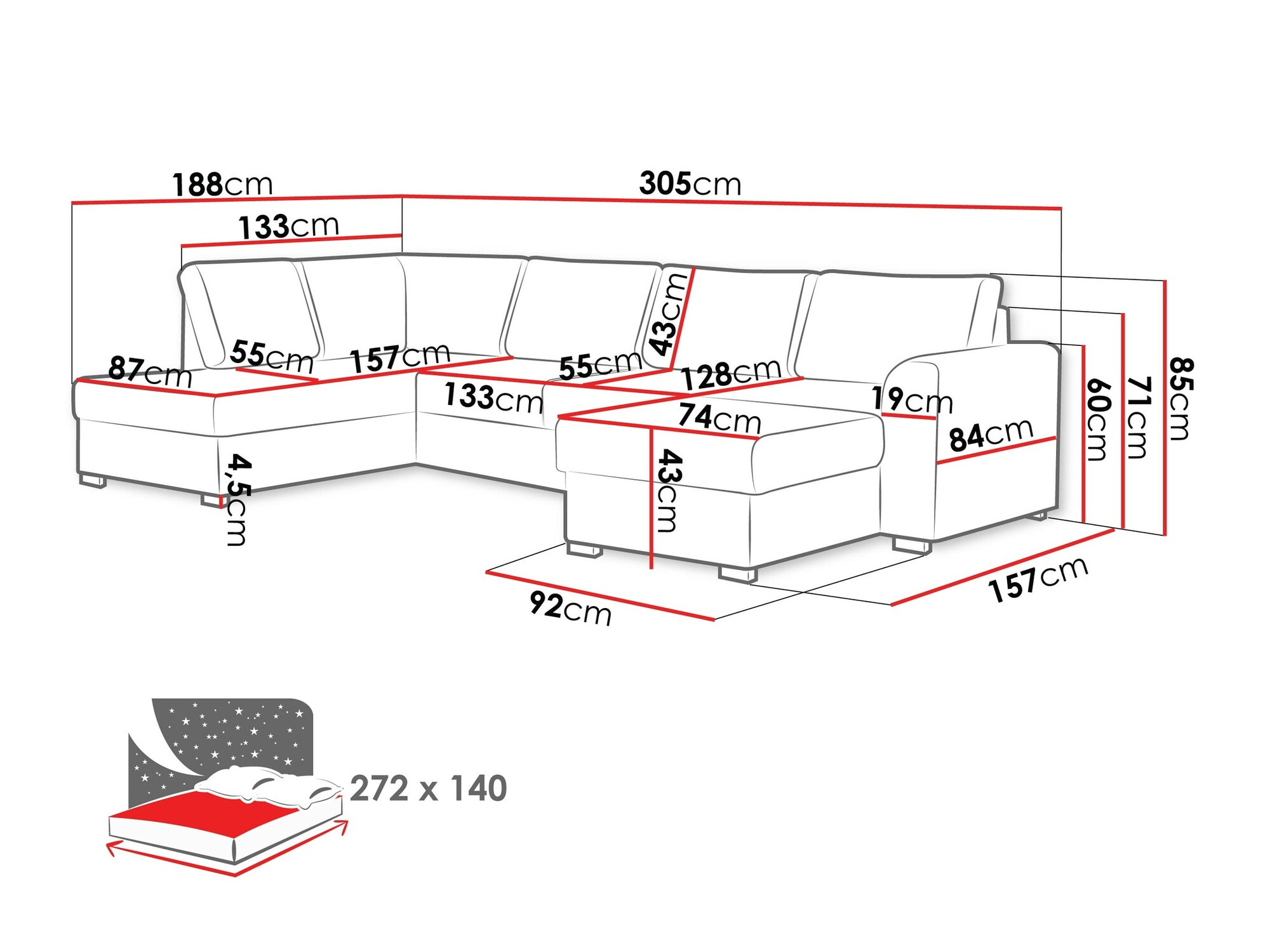 Corner sofa Comfivo Flumen (Twist 23)