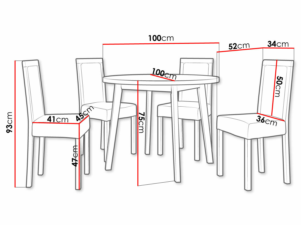 Dining set Victorville 256 (White + Black)