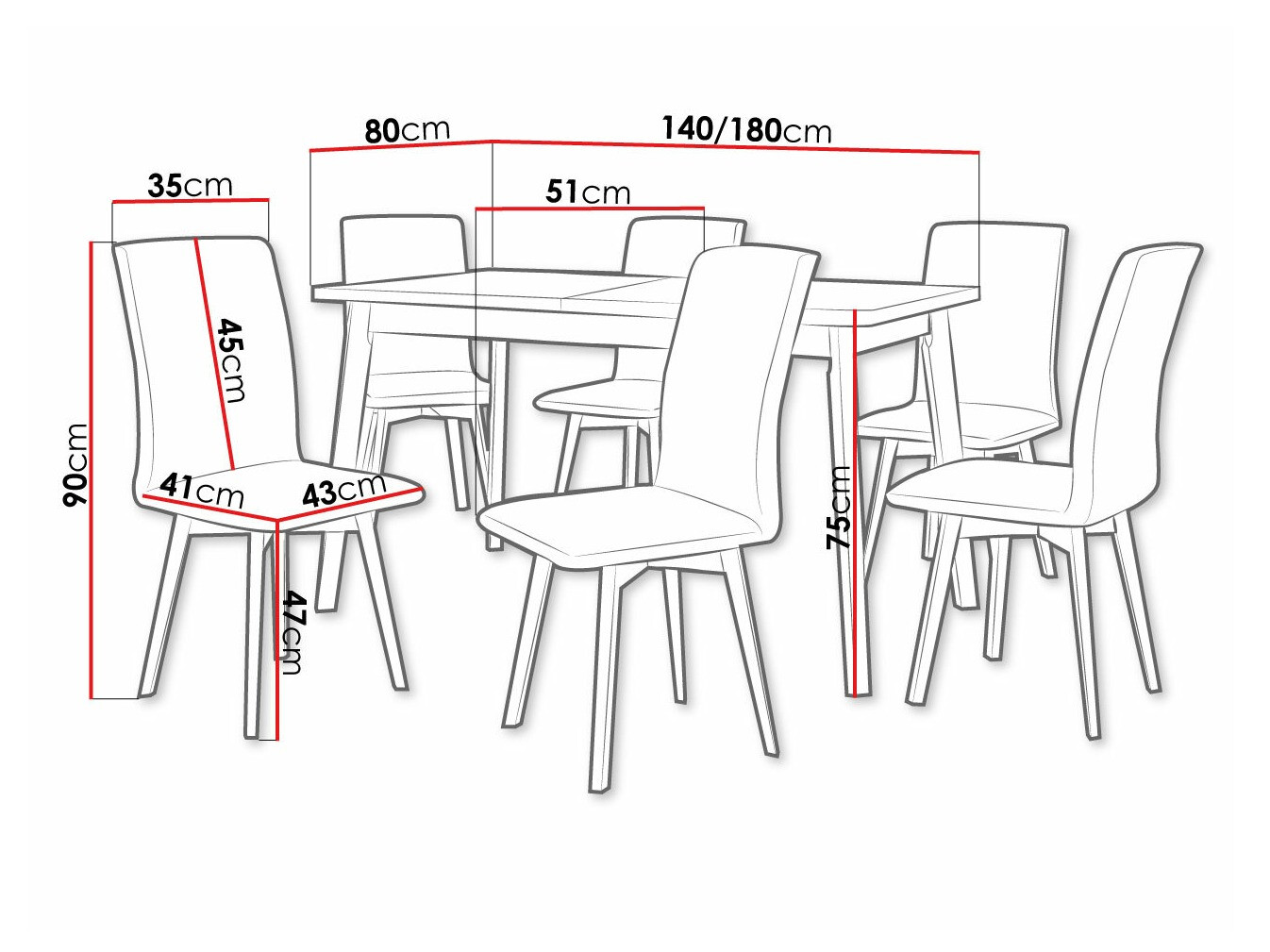 Dining set Victorville 292 (White + Black)