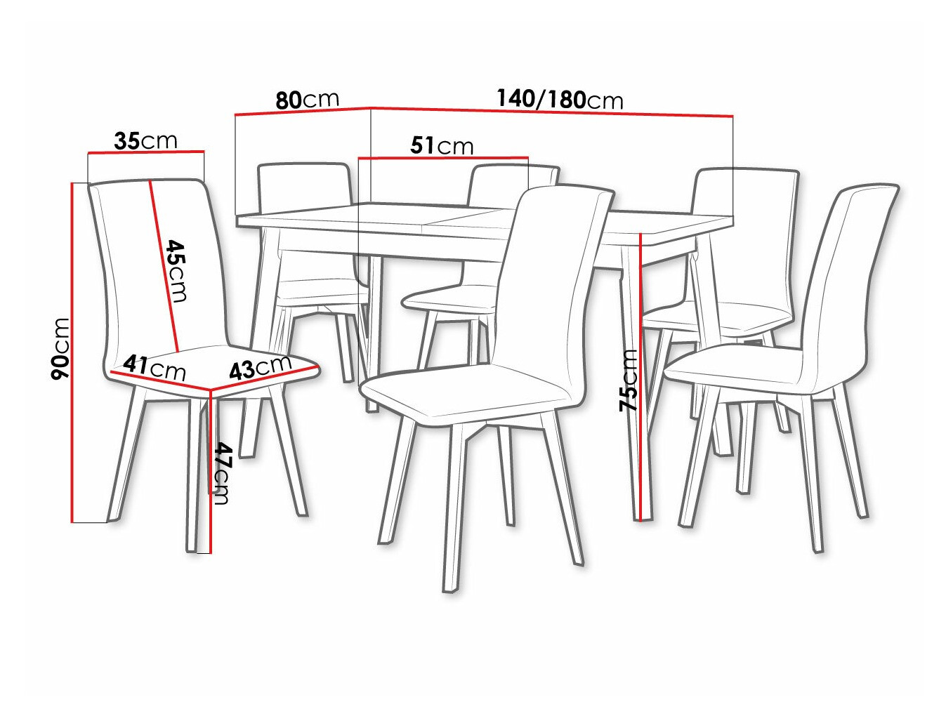 Dining set Victorville 292 (White + Black)