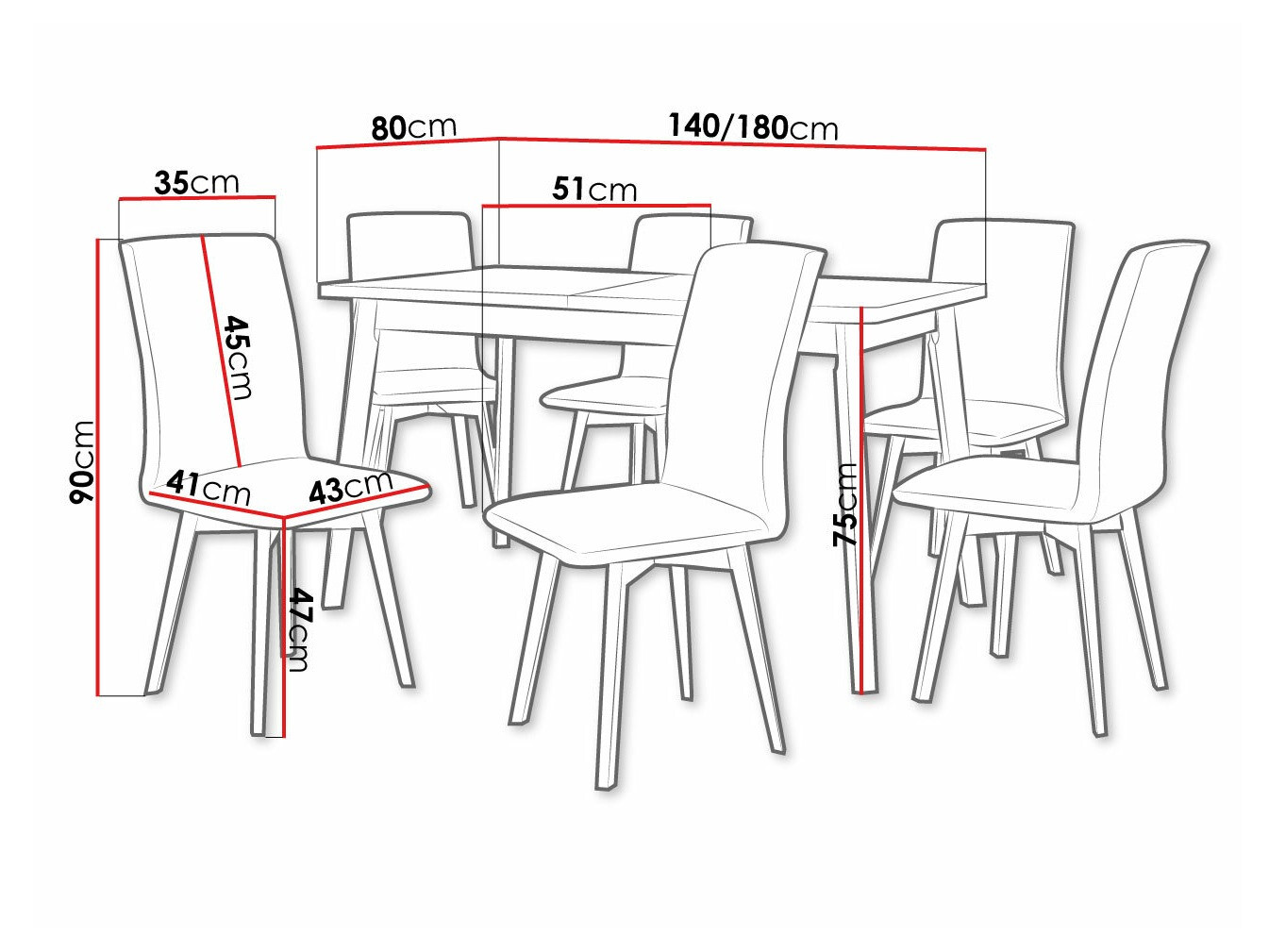 Dining set Victorville 292 (White + Black)