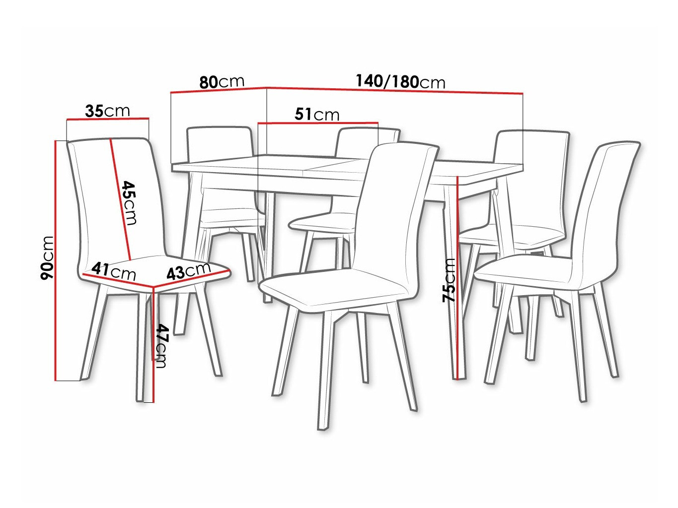 Dining set Victorville 324 (Black)