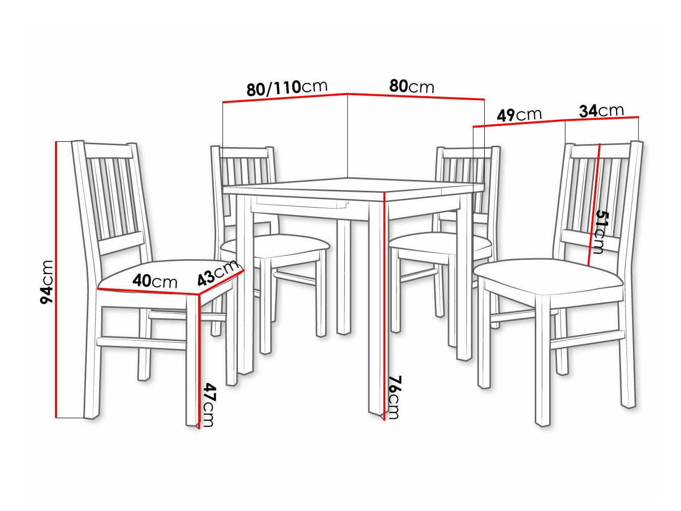 Dining set Victorville 314 (Sonoma oak)