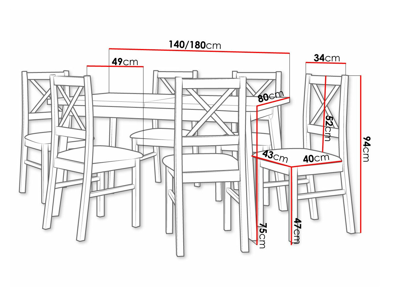 Dining set Victorville 316 (Black)
