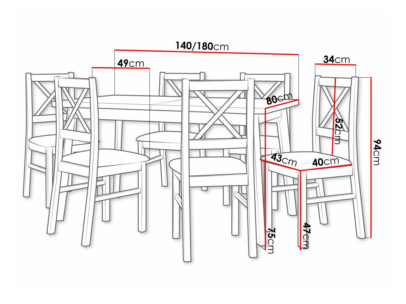 Dining set Victorville 316 (Black)