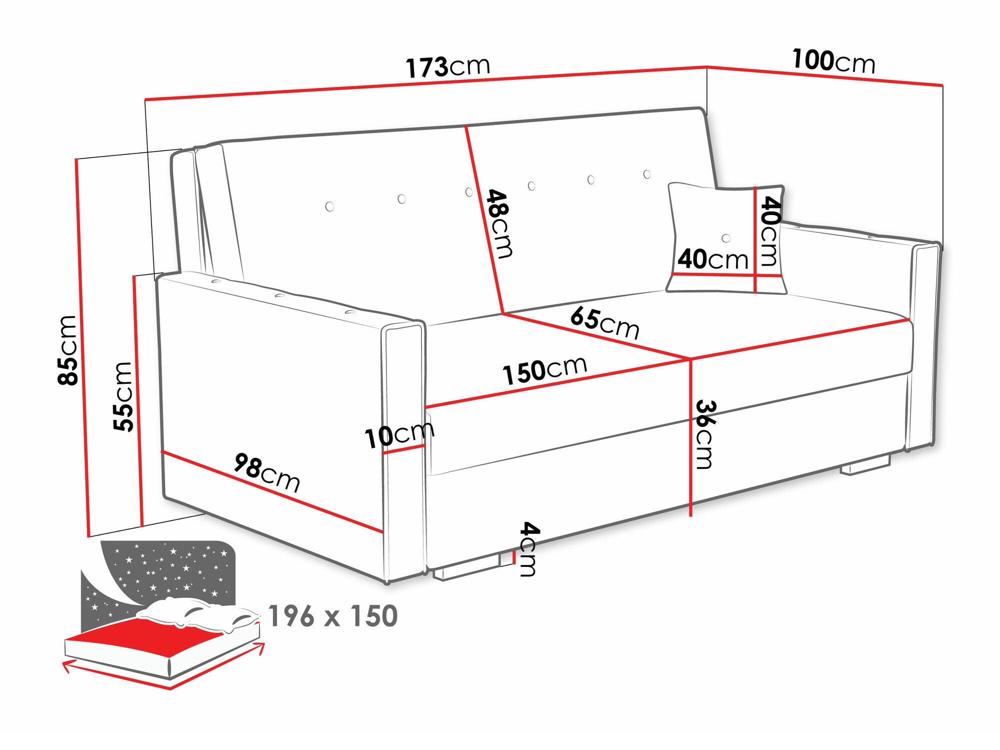 Sofa bed Caelrin IV (Coral 65)