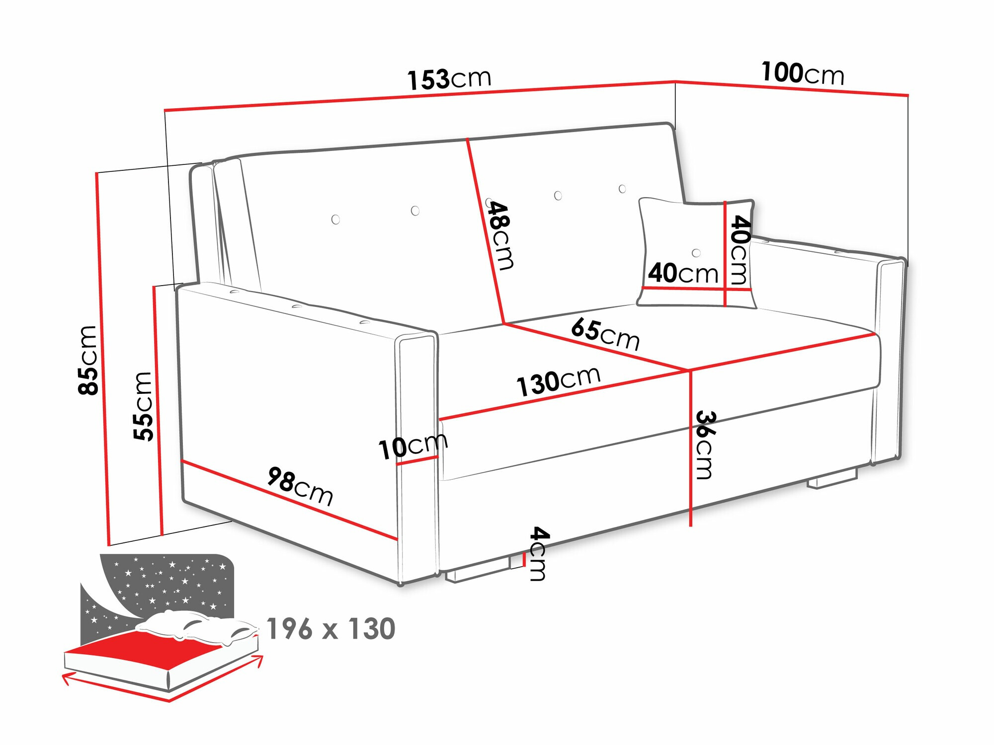 Sofa bed Caelrin III (Coral 80)