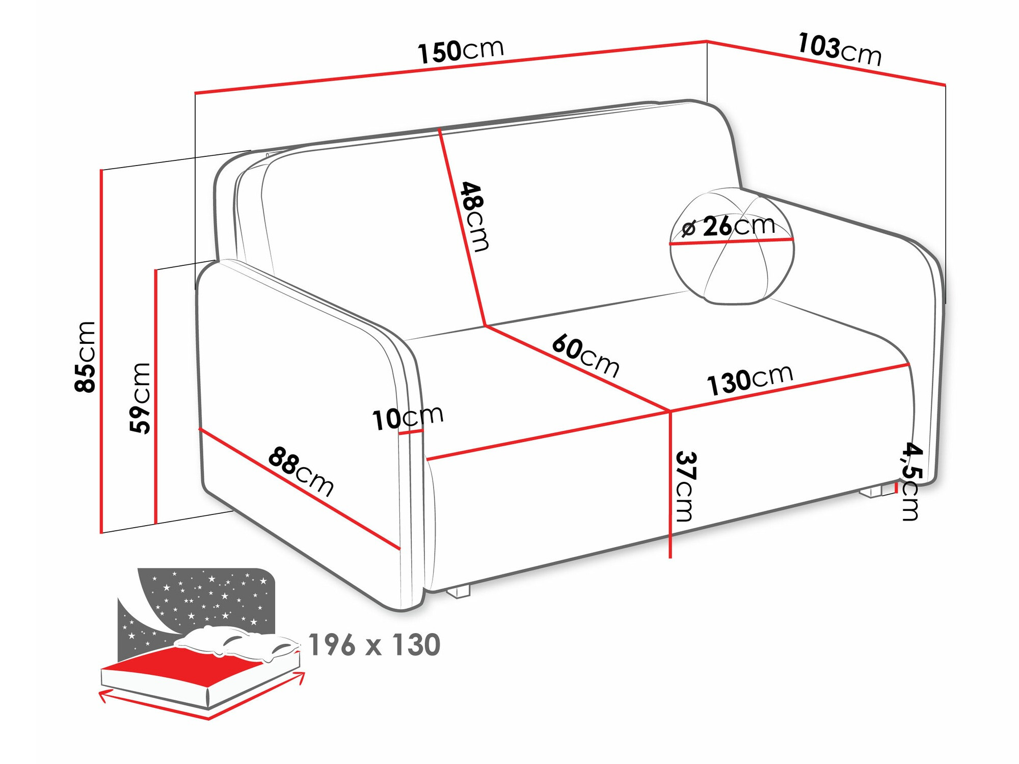 Sofa bed Poetal III (Velo 636)