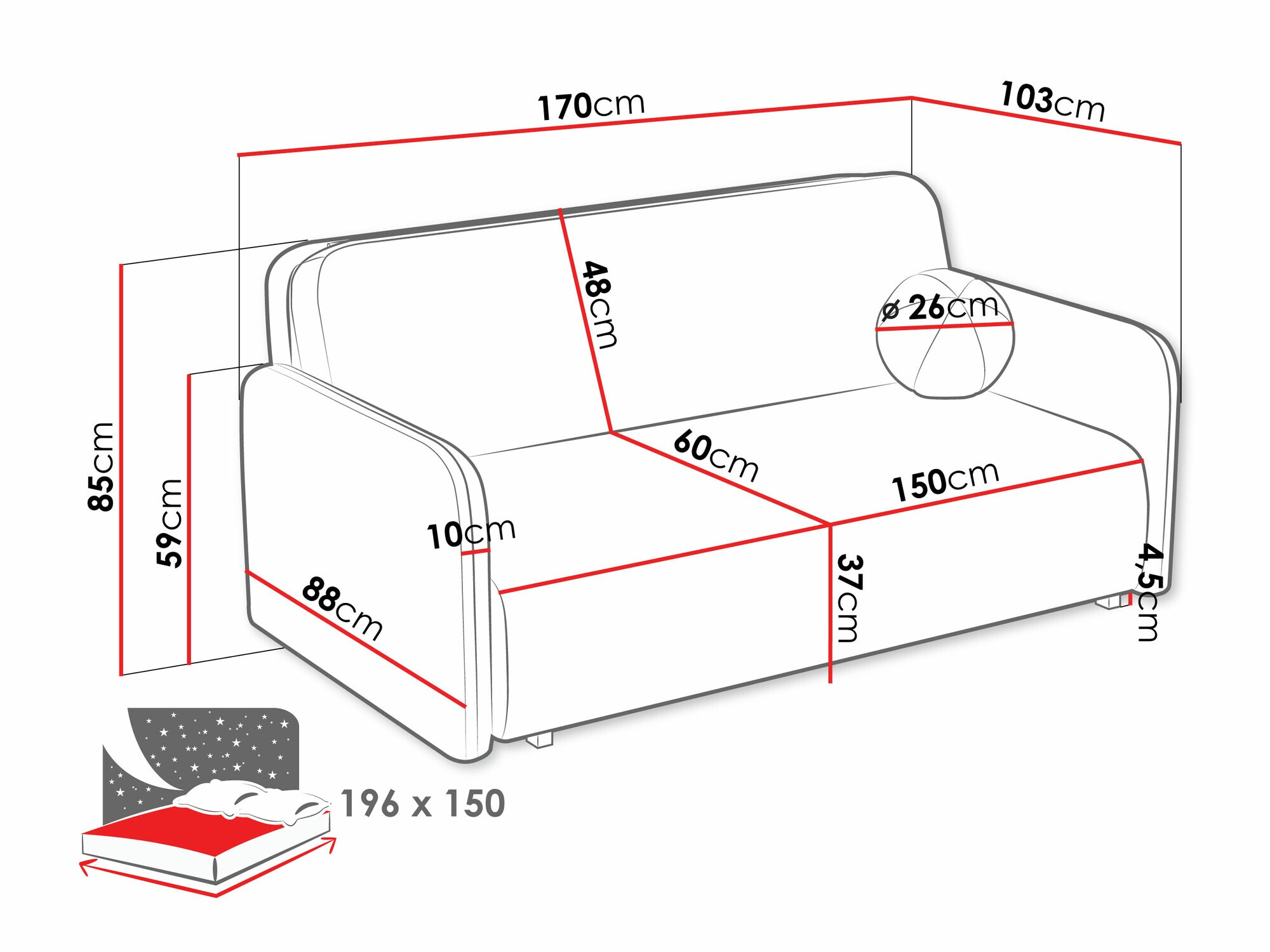 Sofa bed Poetal IV (Velo 626)