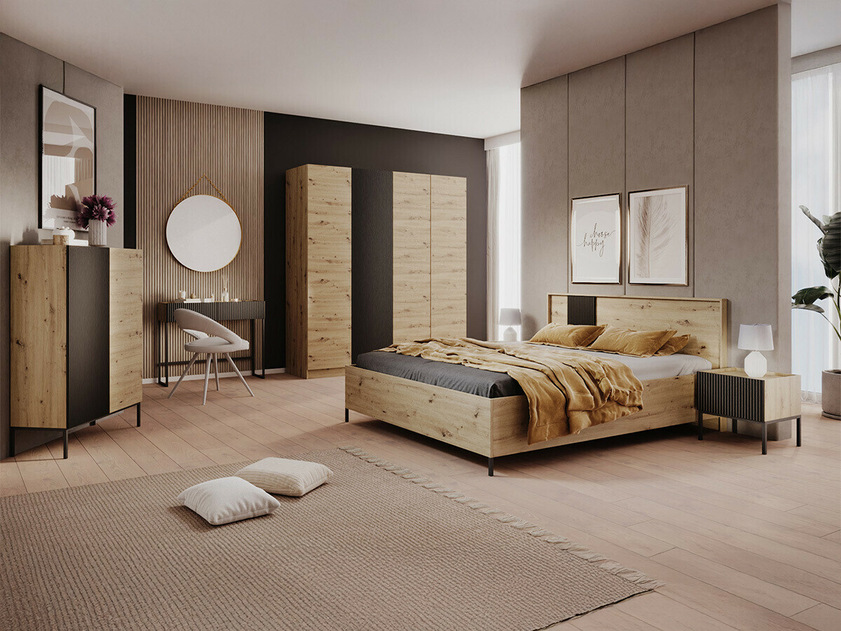 Bookcase Lunole 100 (Artisan oak + Black)