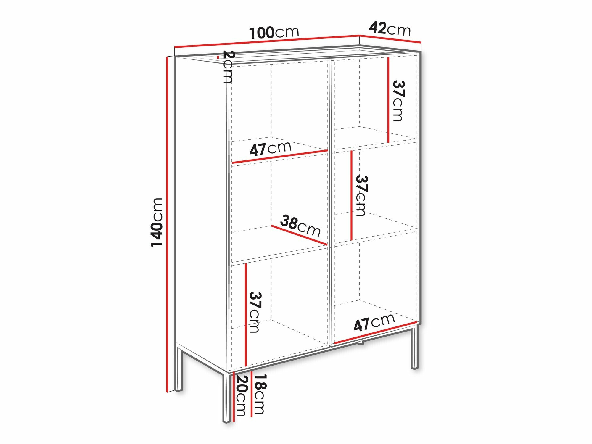 Bookcase Lunole 100 (Artisan oak + Black)