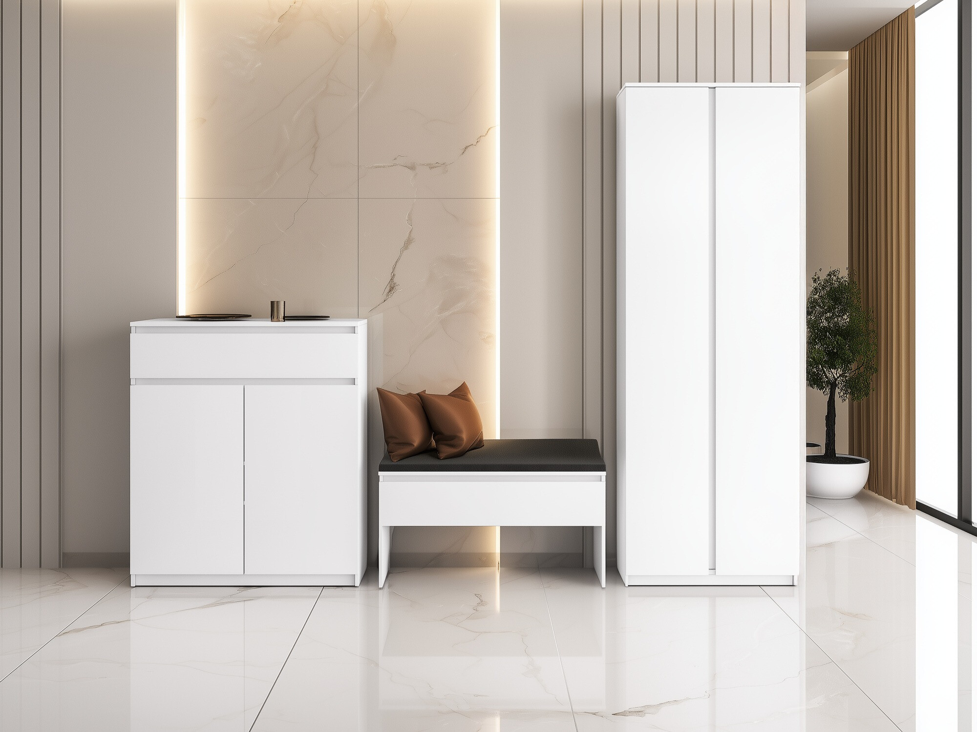 Shoe cabinet Lorcama 100 (White)