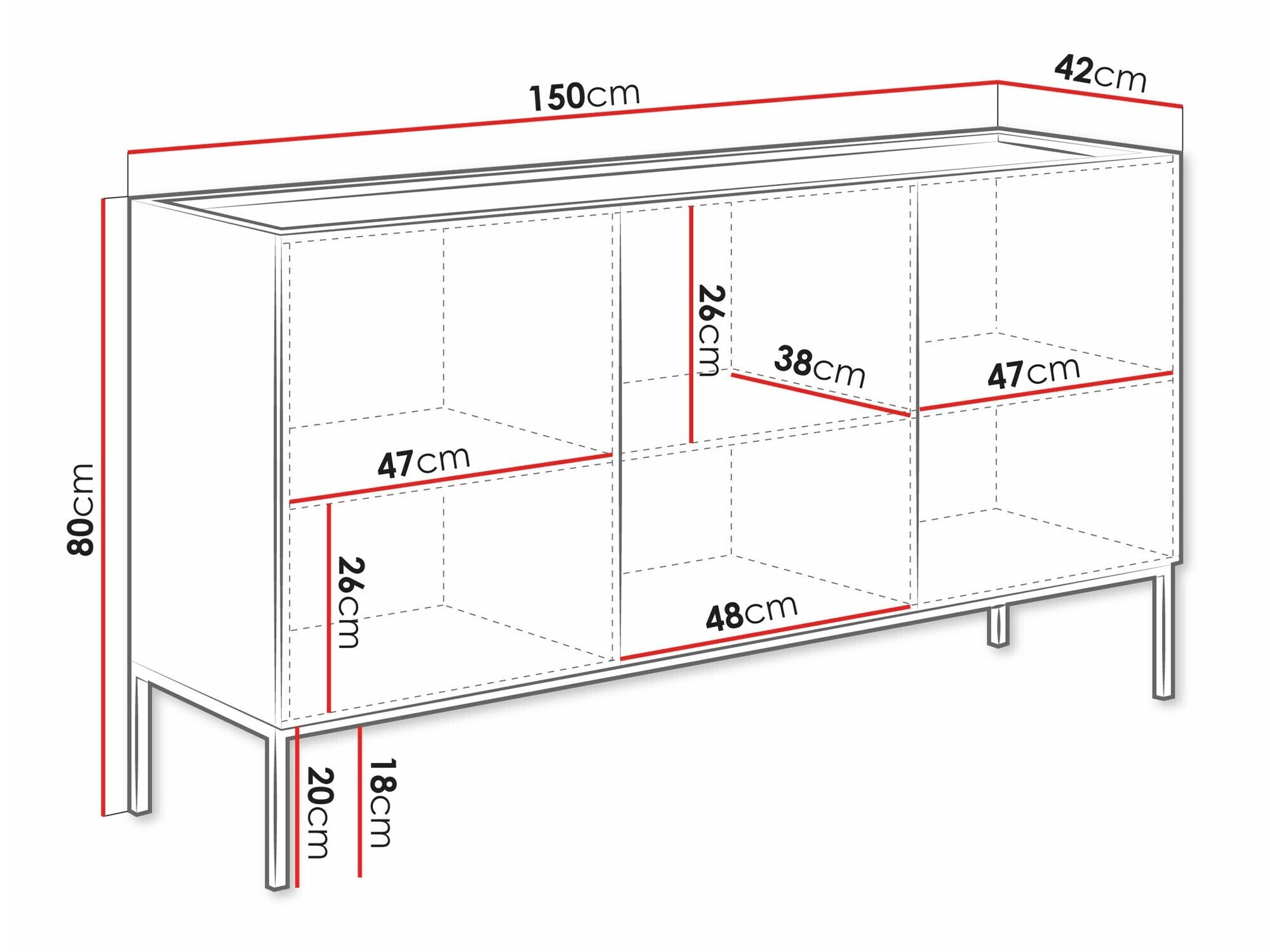 Sideboard Lunole 101 (Artisan oak + Black)