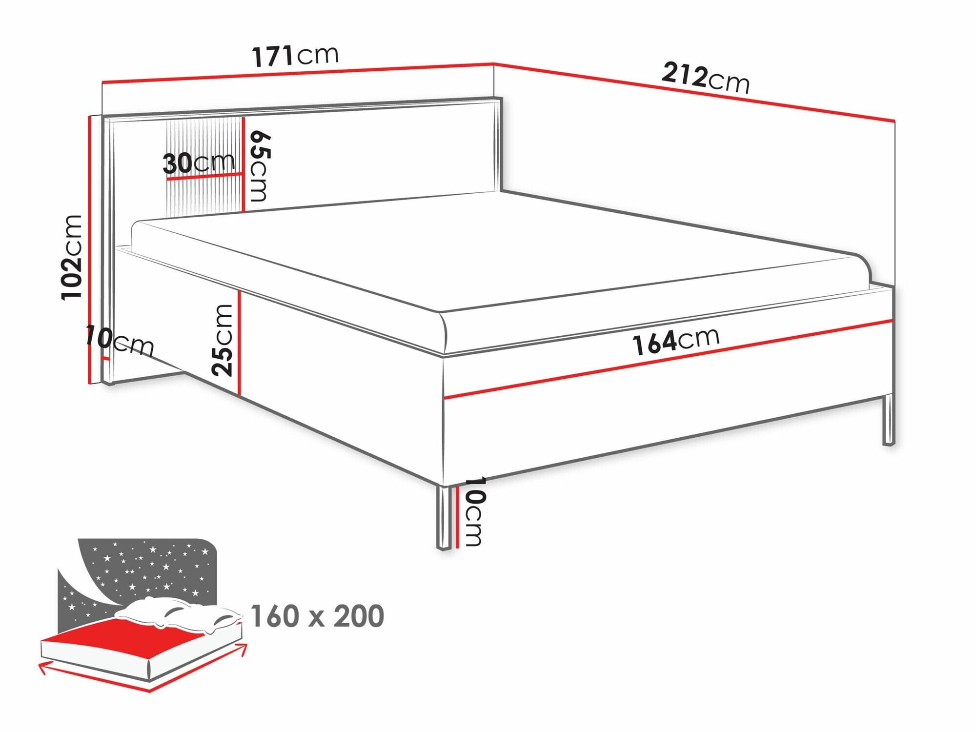 Bed Lunole 105 (Artisan oak + Black)