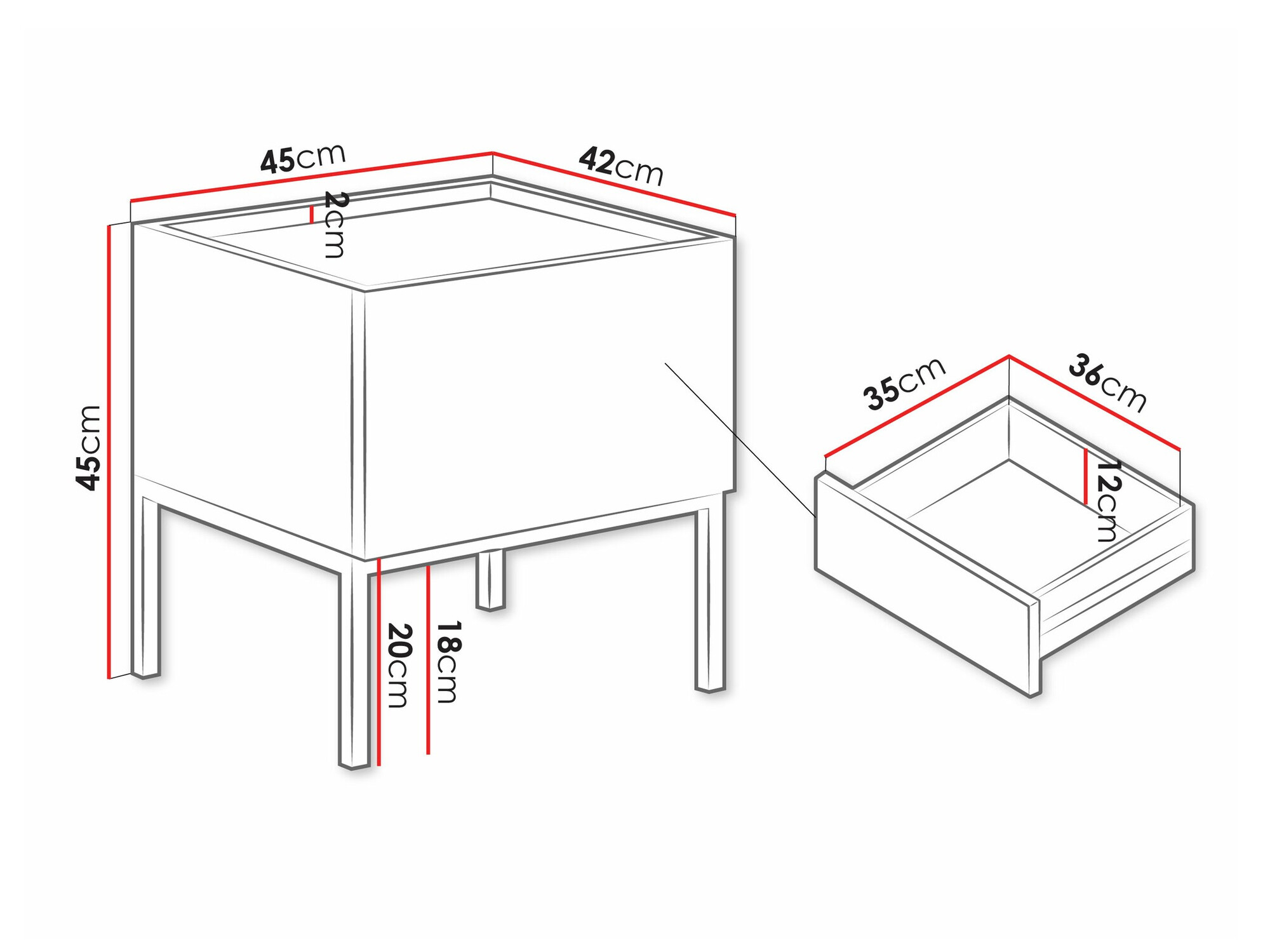 Bedside table Lunole 106 (Cashmere)
