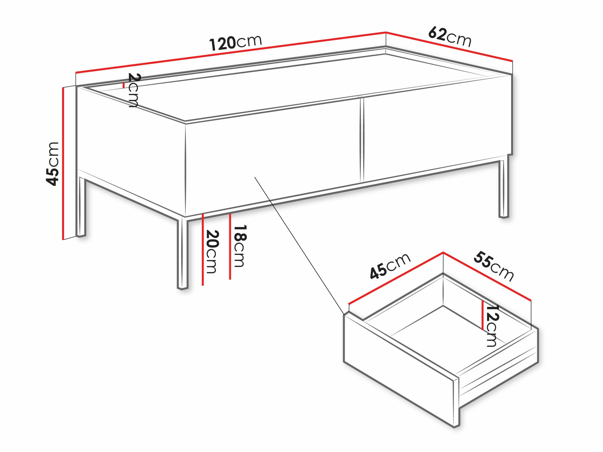 Coffee table Lunole 104 (Artisan oak + Black)