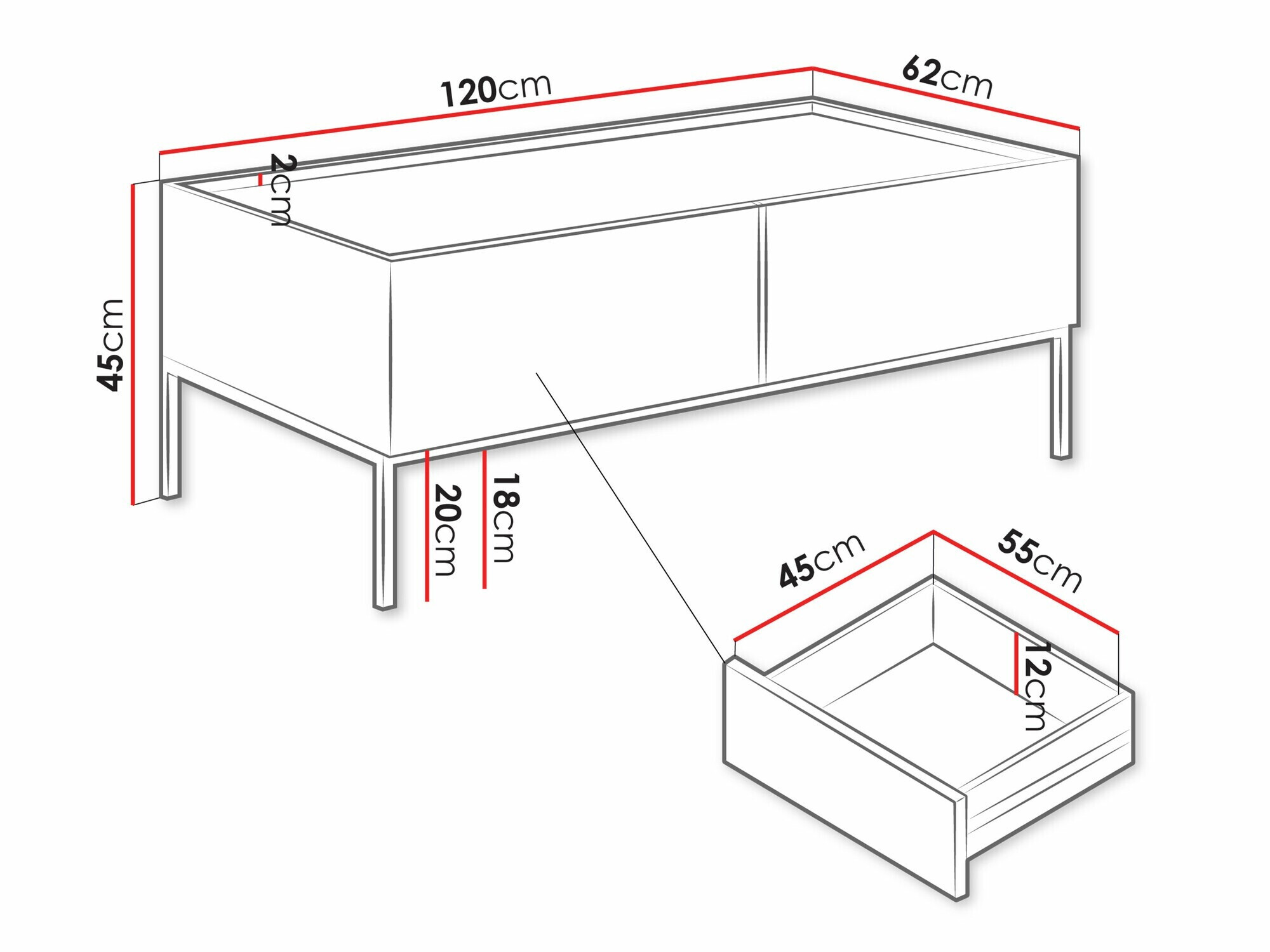 Coffee table Lunole 104 (Cashmere)