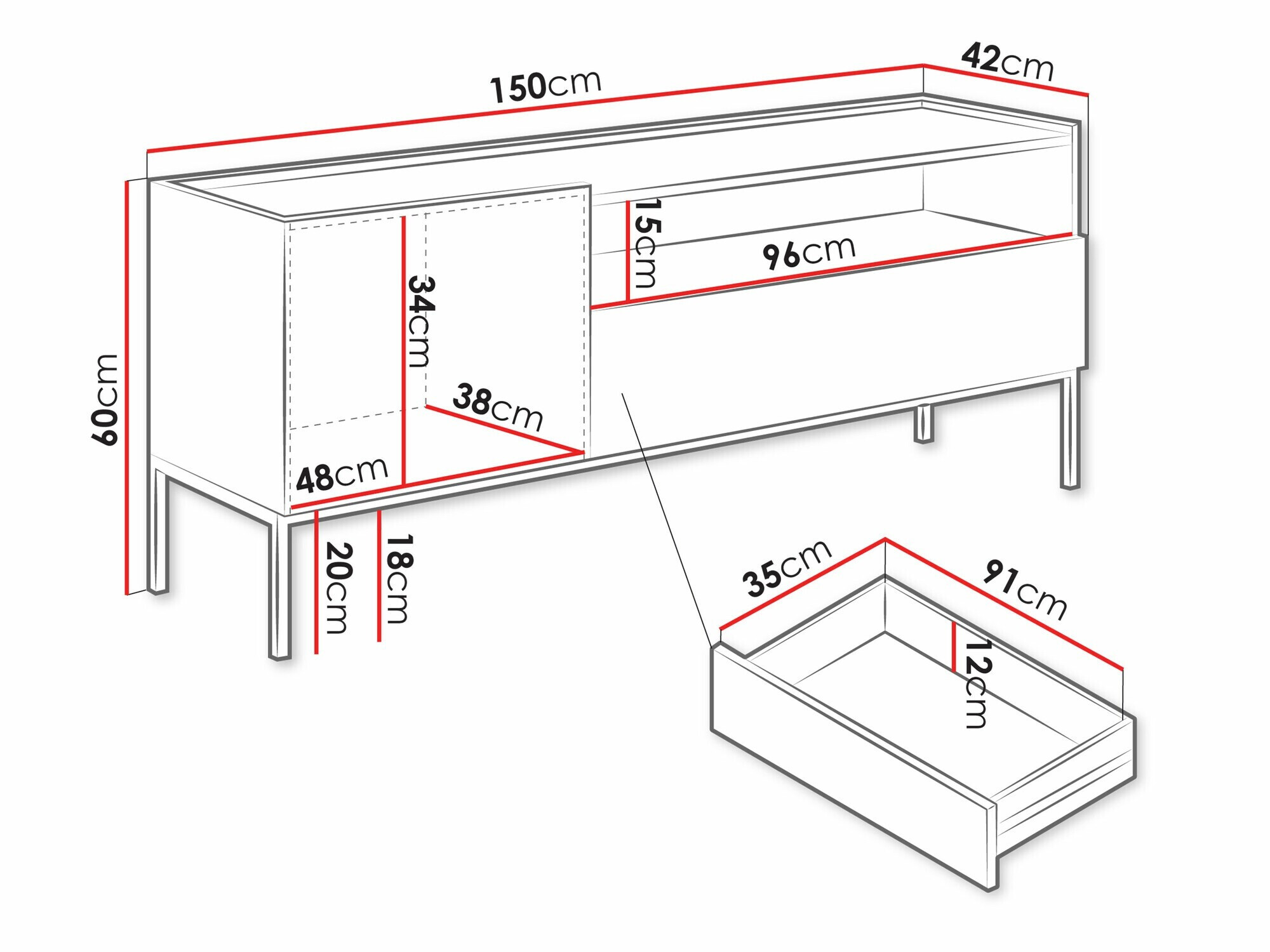 TV stand Lunole 108 (Cashmere)
