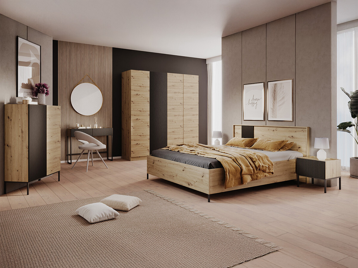 Bedroom set Lunole 111 (Artisan oak + Black)
