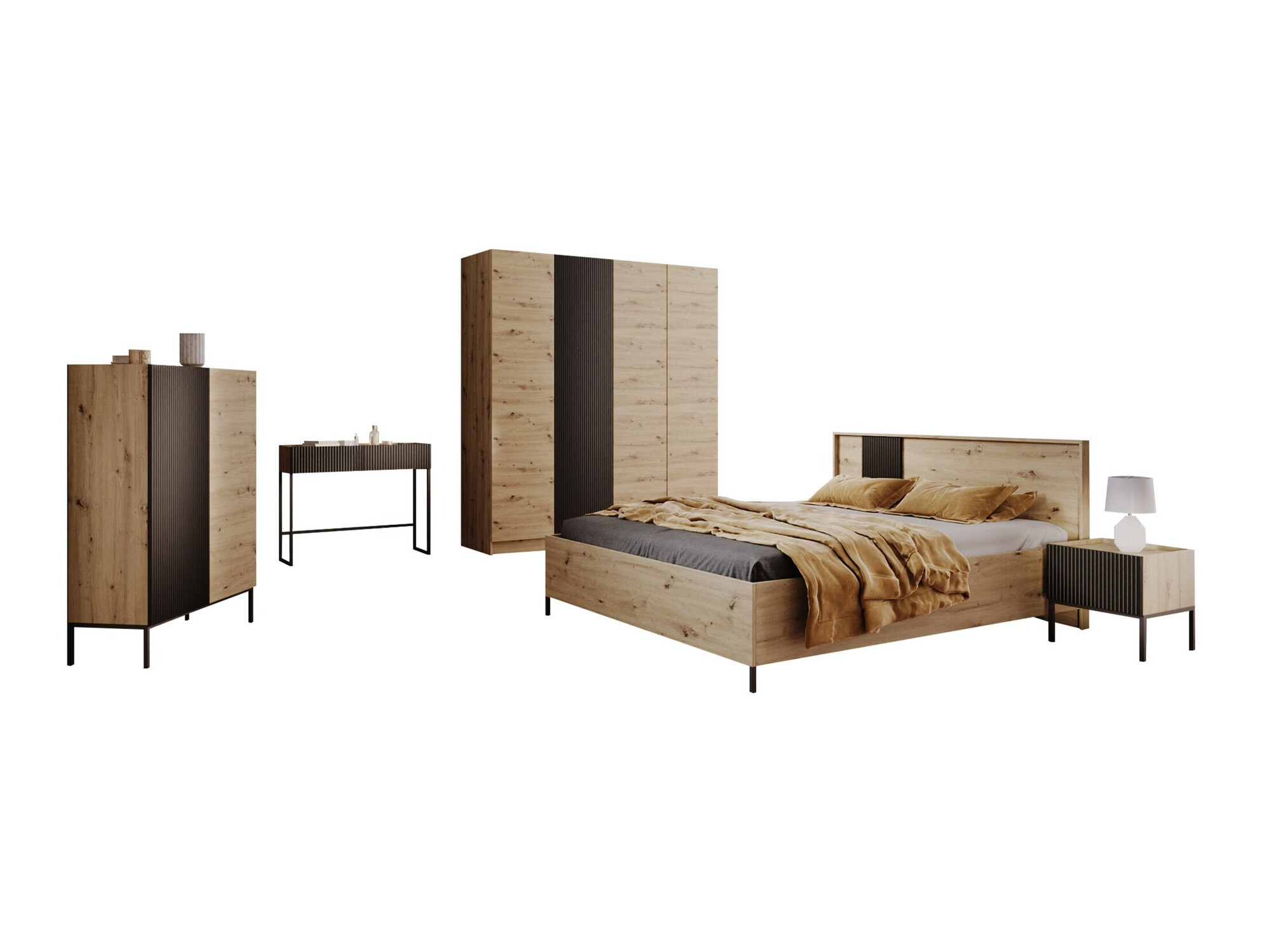 Bedroom set Lunole 111 (Artisan oak + Black)