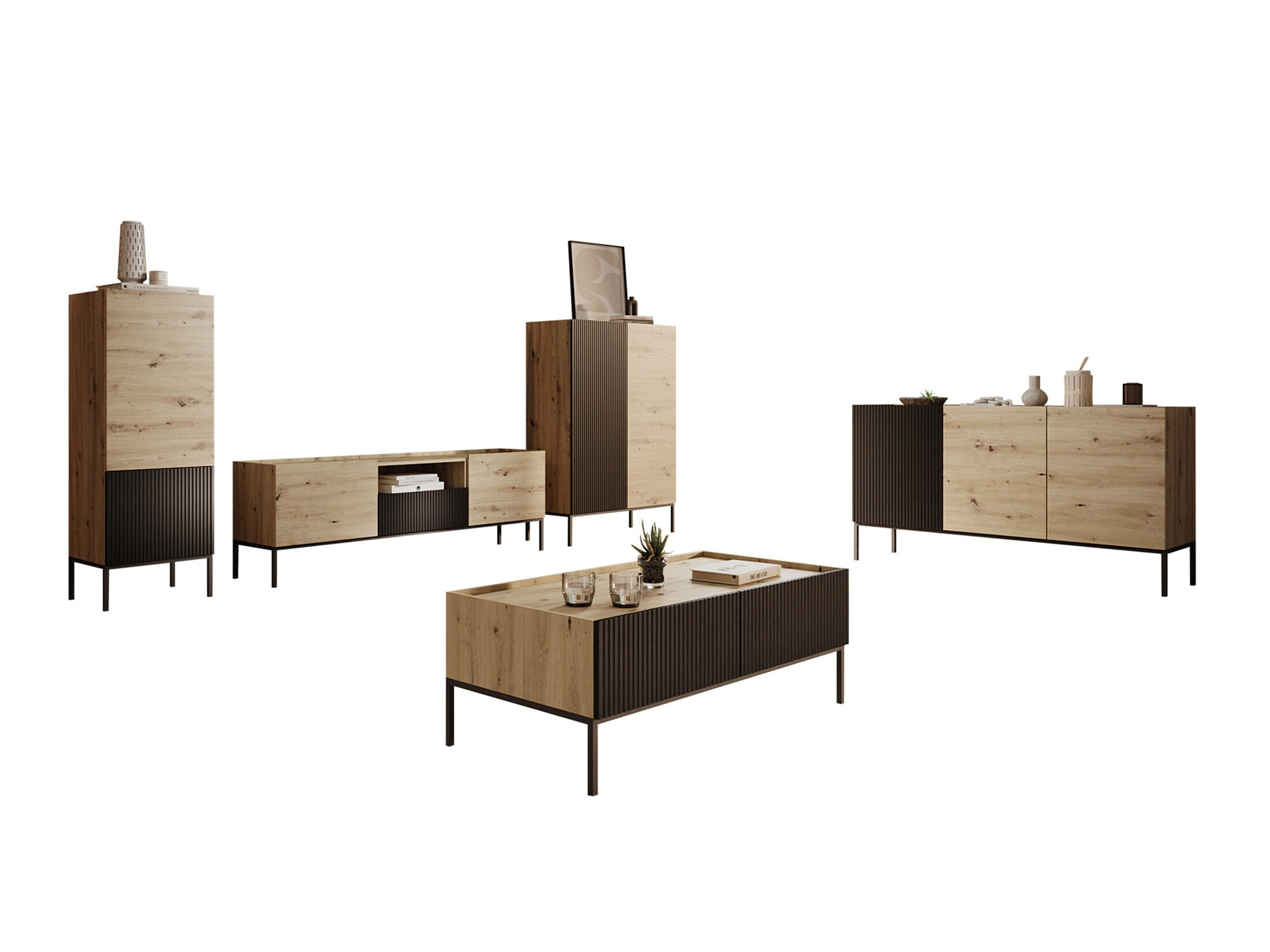 Living room set Lunole 110 (Artisan oak + Black)