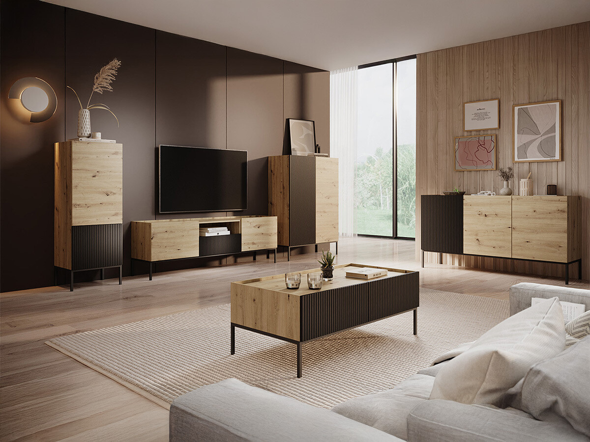TV stand Lunole 109 (Artisan oak + Black)