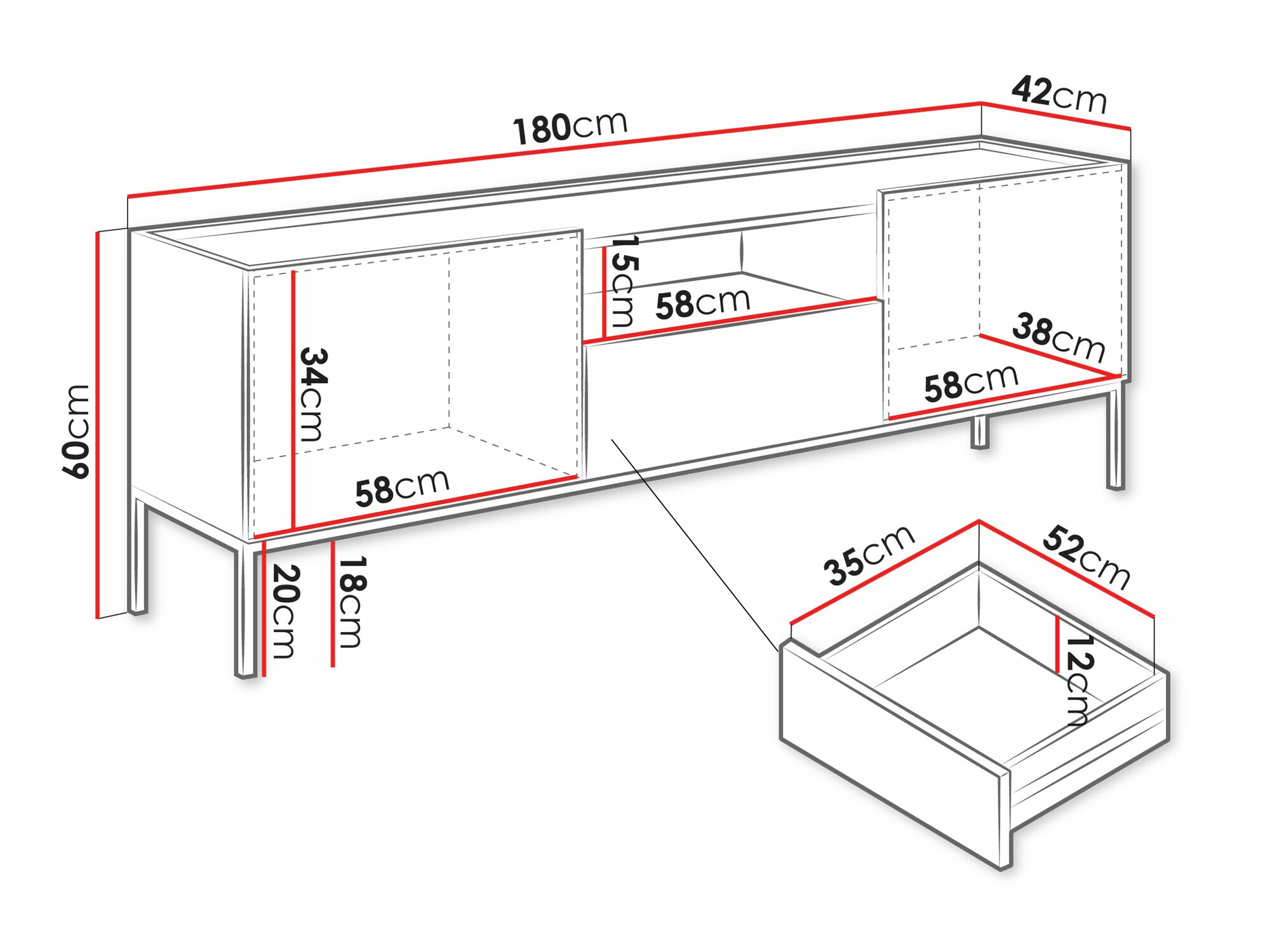 TV stand Lunole 109 (Artisan oak + Black)