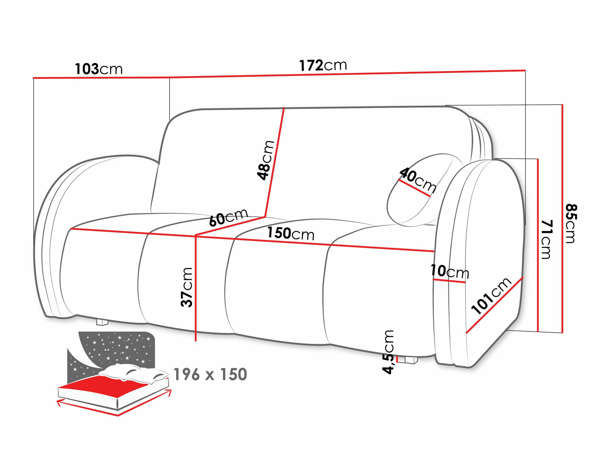 Sofa bed Citral IV (Velo 633)