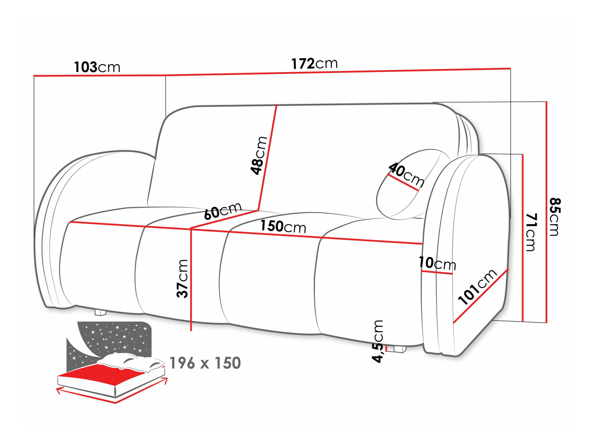 Sofa bed Citral IV (Velo 636)