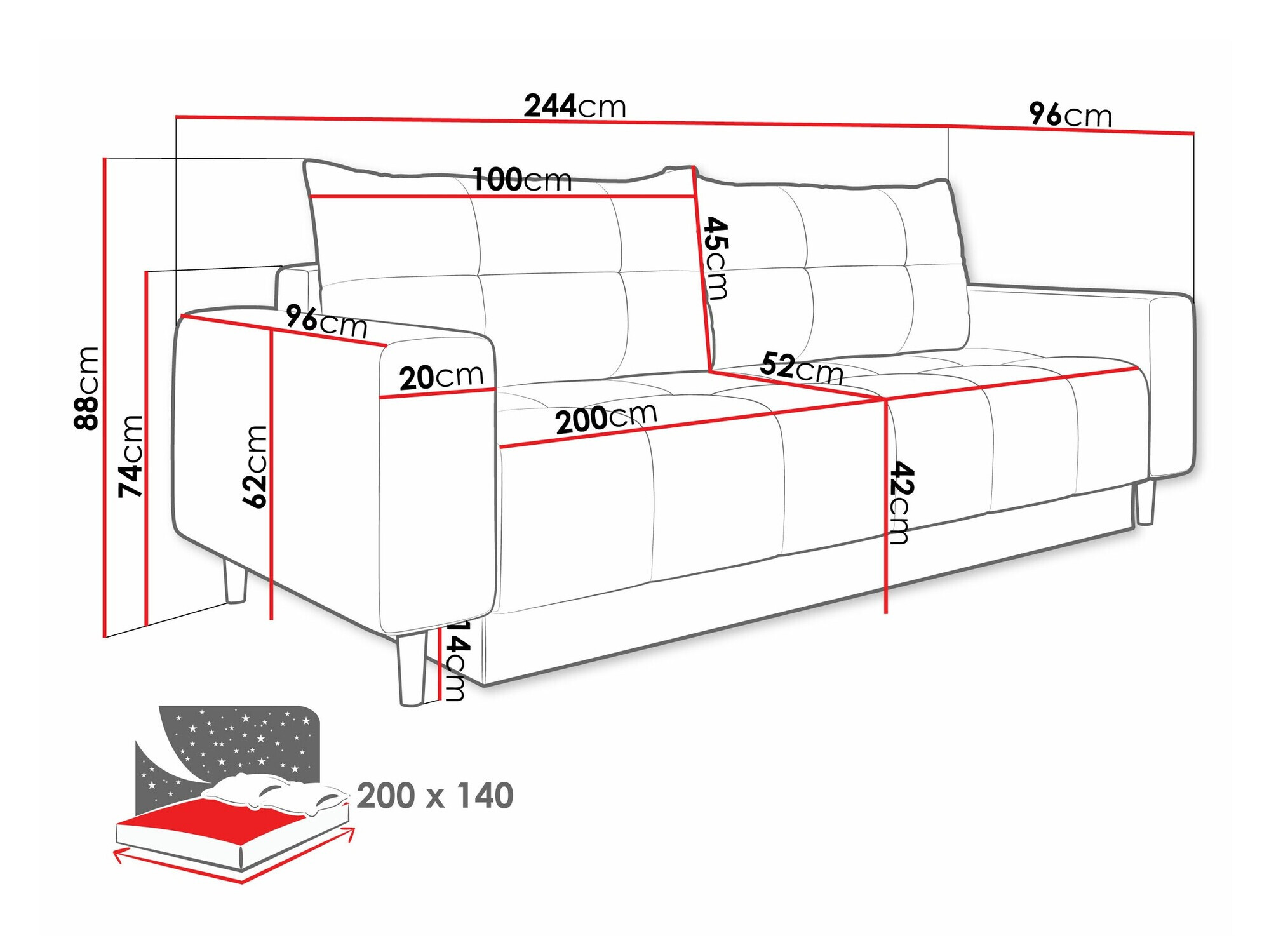 Sofa bed Delaware 104 (Bluvel 30)