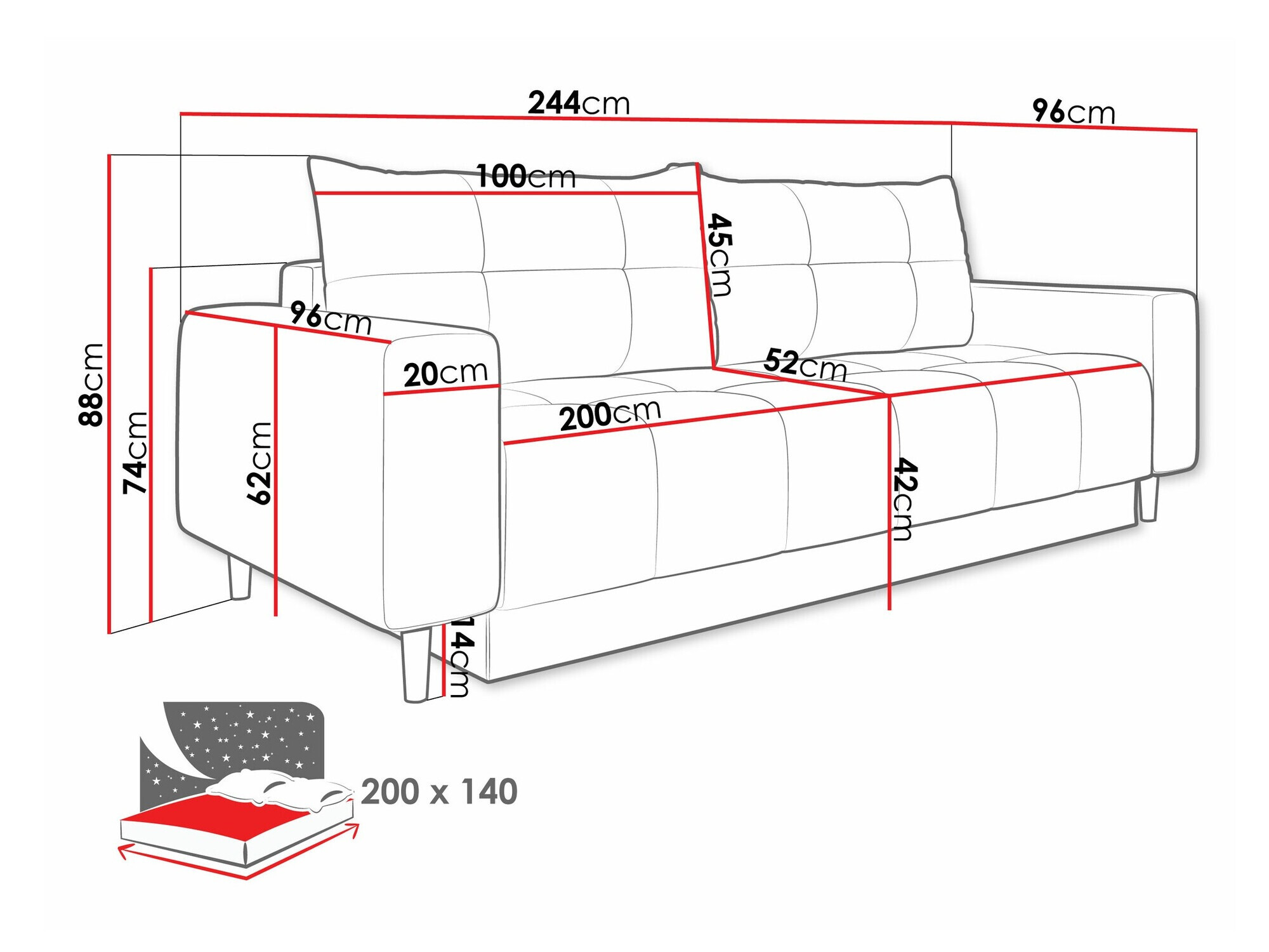Sofa bed Delaware 104 (Bluvel 52)