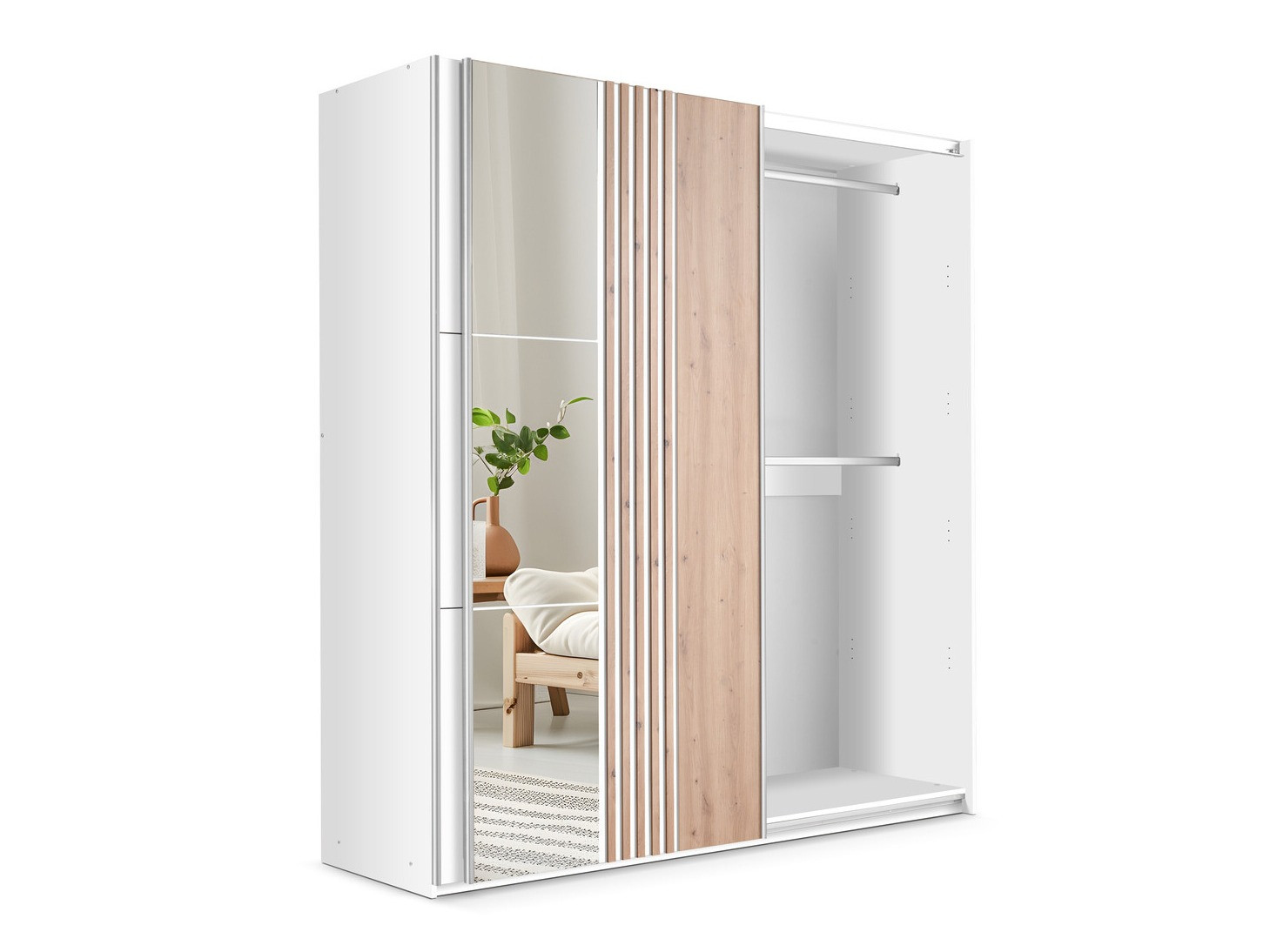 Wardrobe Honolulu 253 (White + Wotan Oak)