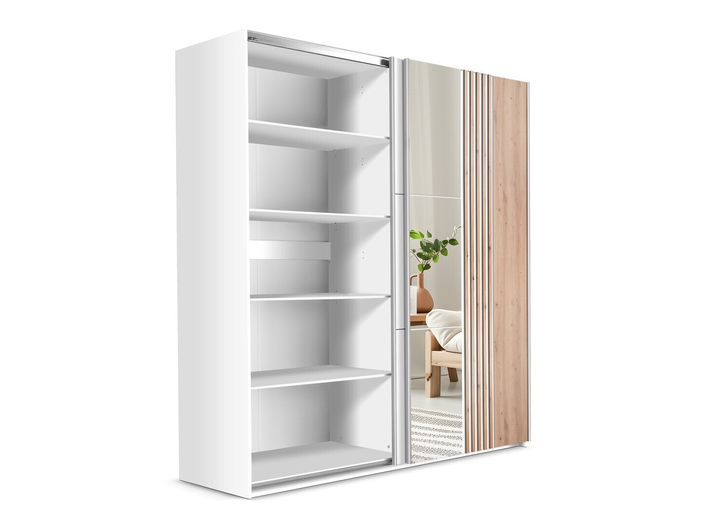 Wardrobe Honolulu 253 (White + Wotan Oak)