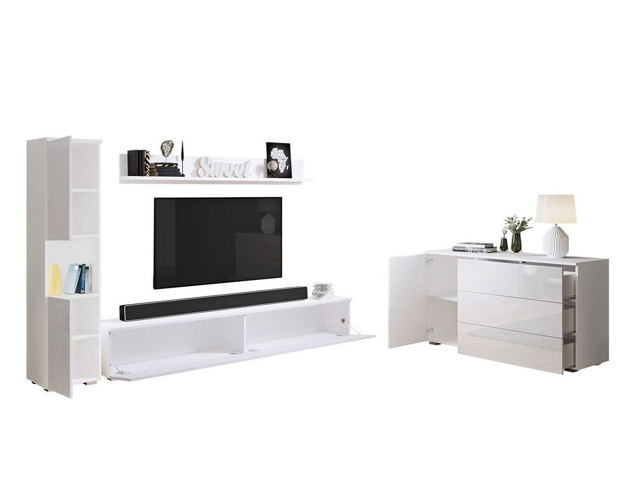 Living room set Sarasota 132 (White + Glossy white)