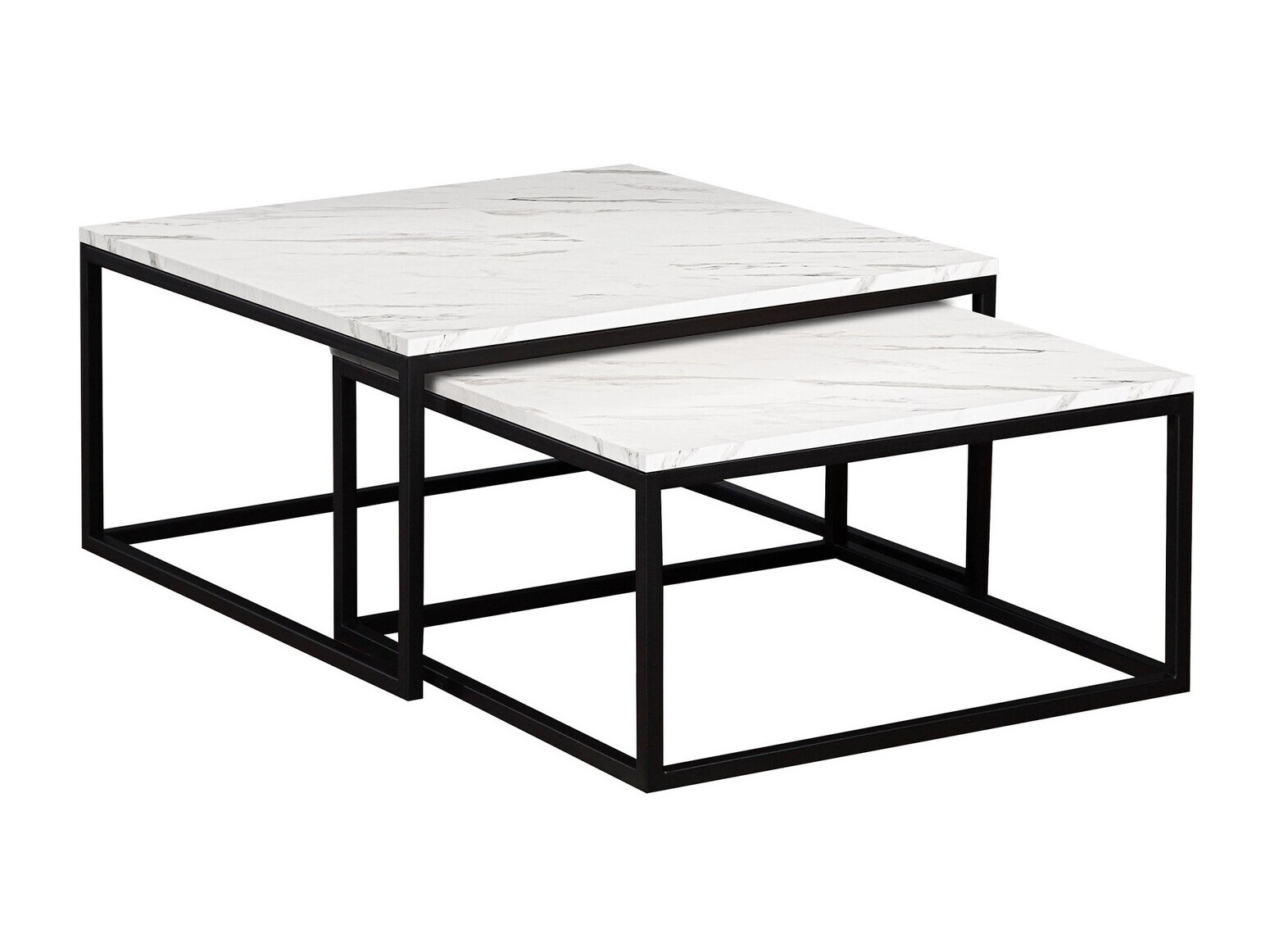 Coffee table set Oswego 101 (White marble + Black)