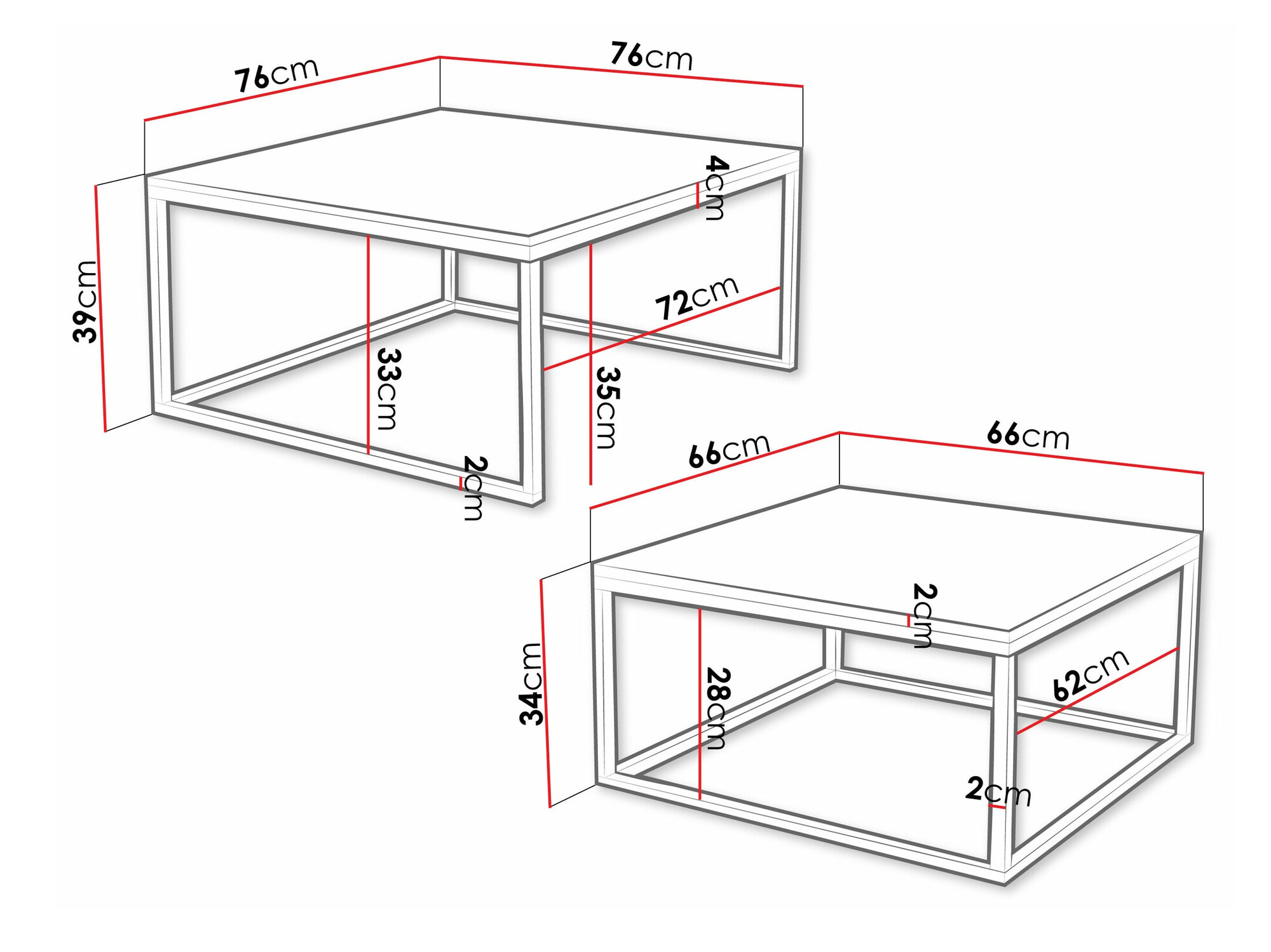 Nest of coffee tables Oswego 101 (Cashmere + Black)