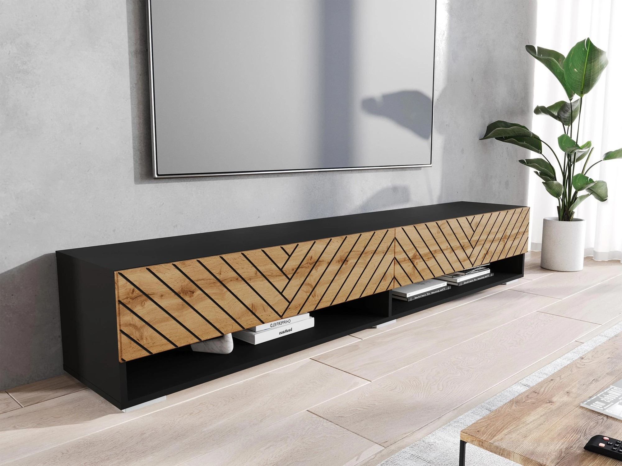 TV stand Sarasota 119 (Graphite + Wotan Oak)