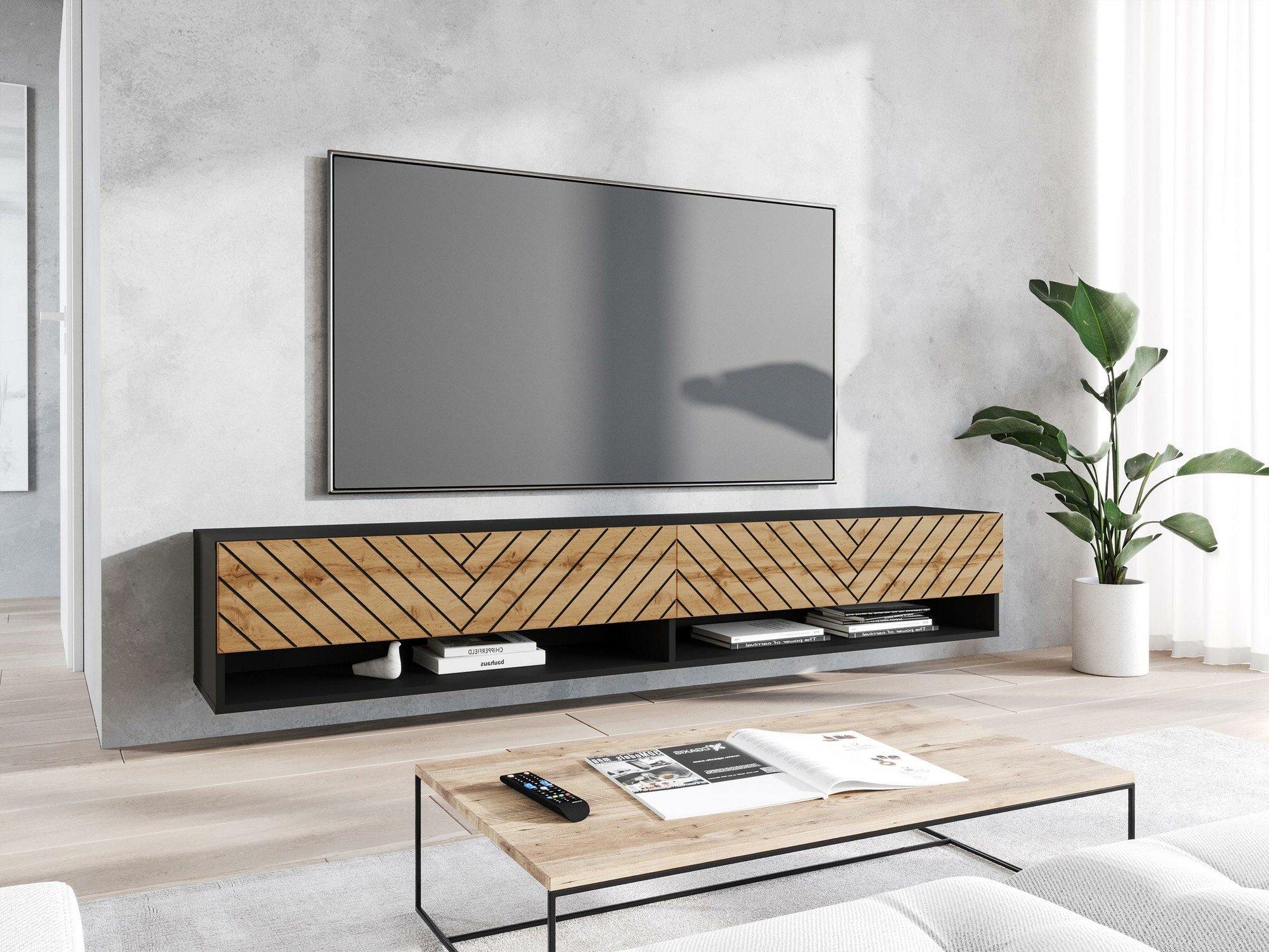 TV stand Sarasota 119 (Graphite + Wotan Oak)