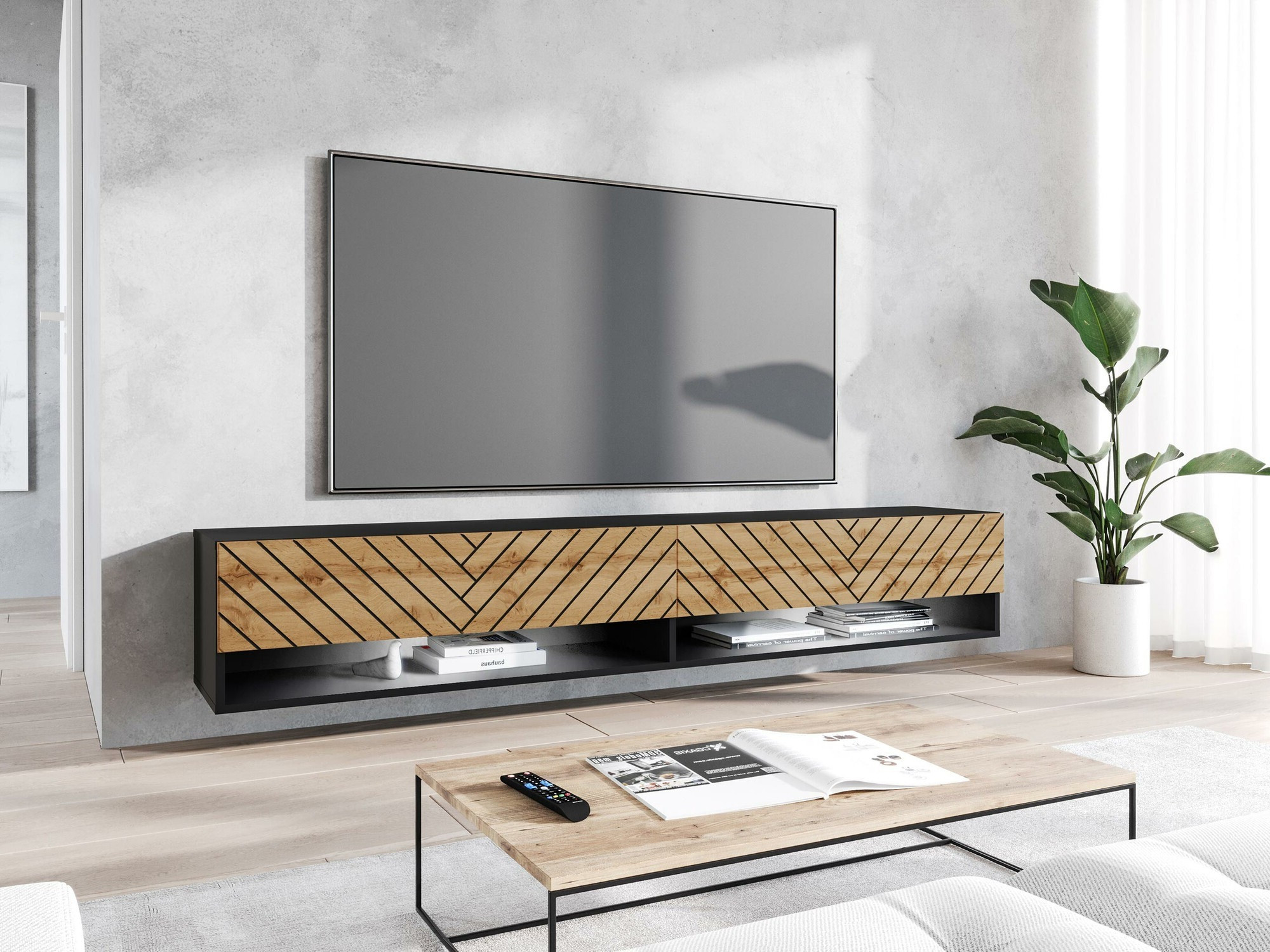 TV stand Sarasota 119 (Graphite + Wotan Oak)