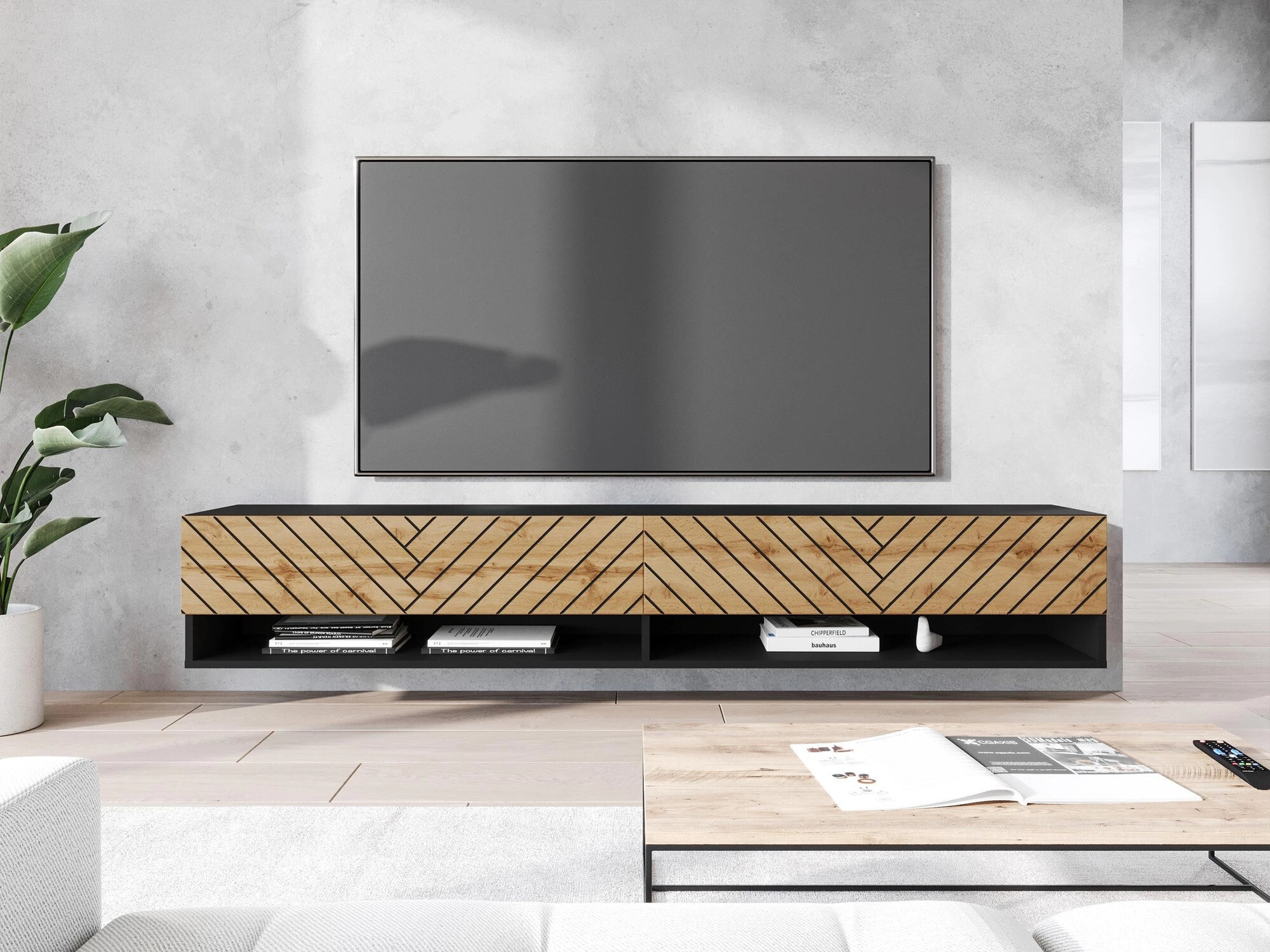 TV stand Sarasota 119 (Graphite + Wotan Oak)