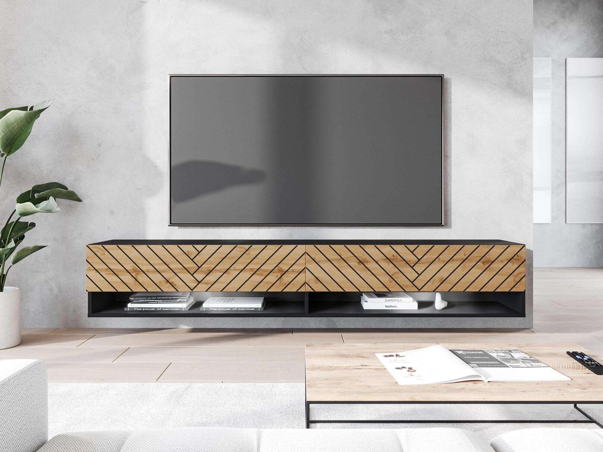 TV stand Sarasota 119 (Graphite + Wotan Oak)