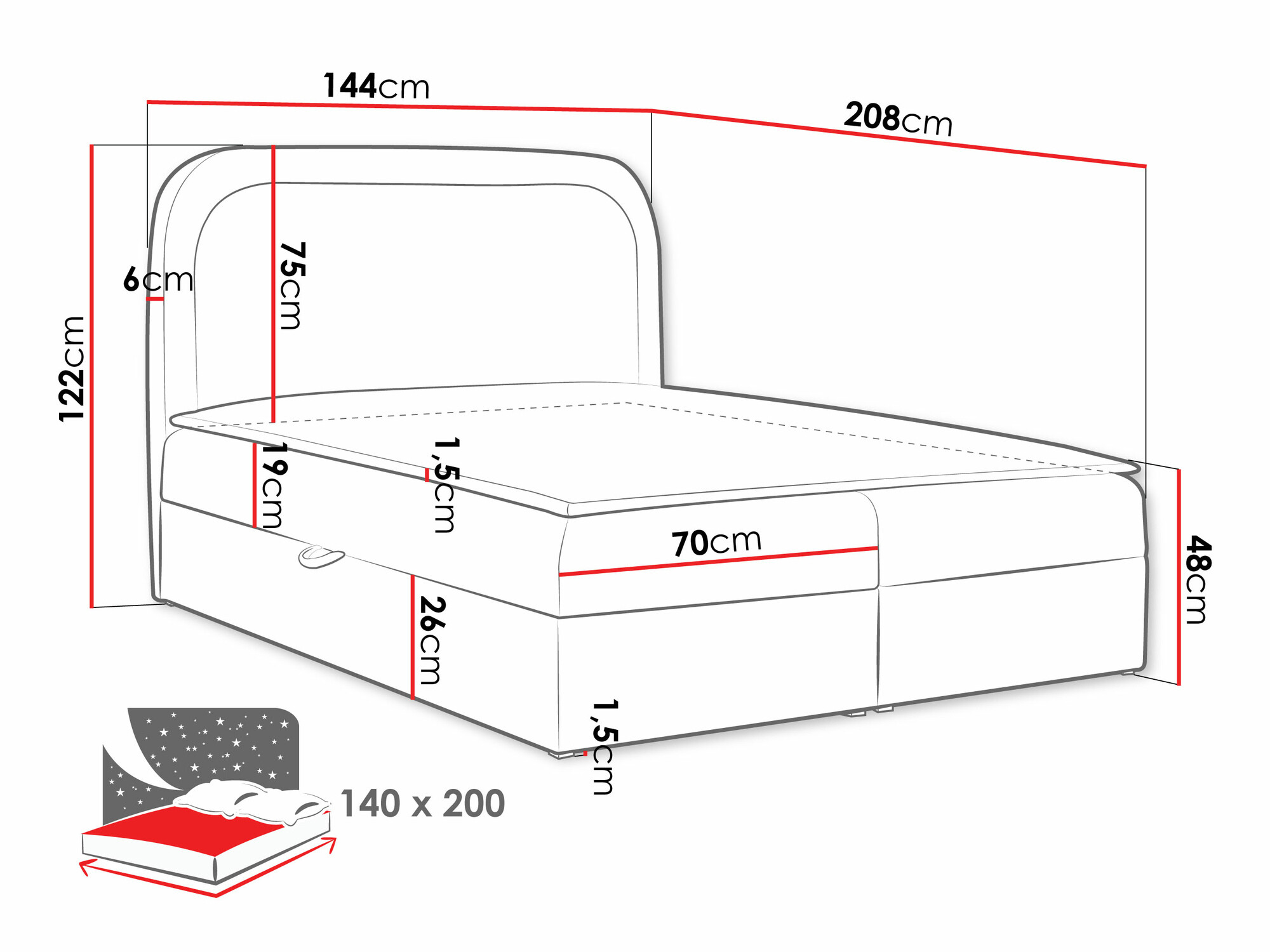 Continental bed Color (Coral 45)