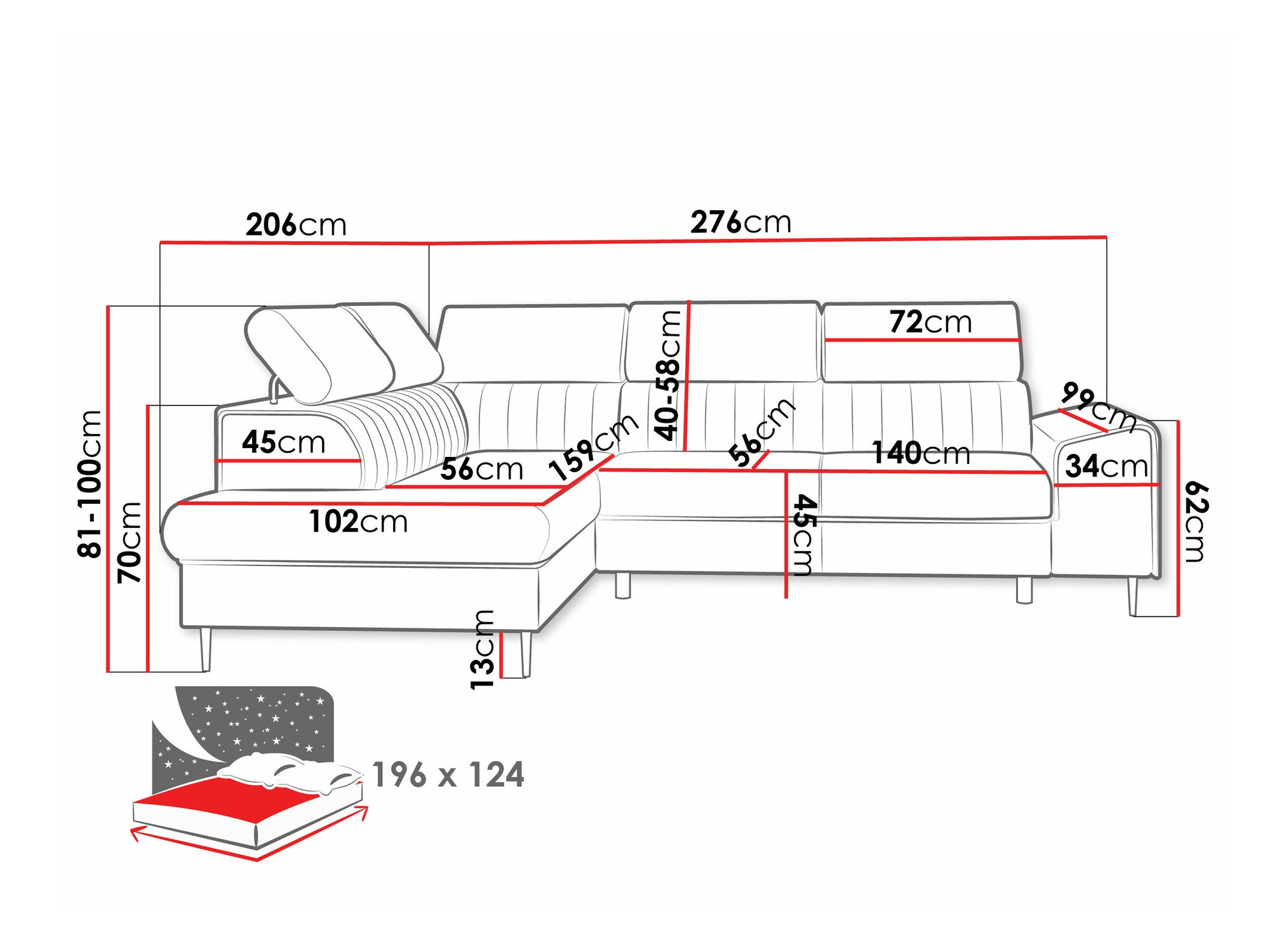 Corner sofa Comfivo Universum (Coral 45)