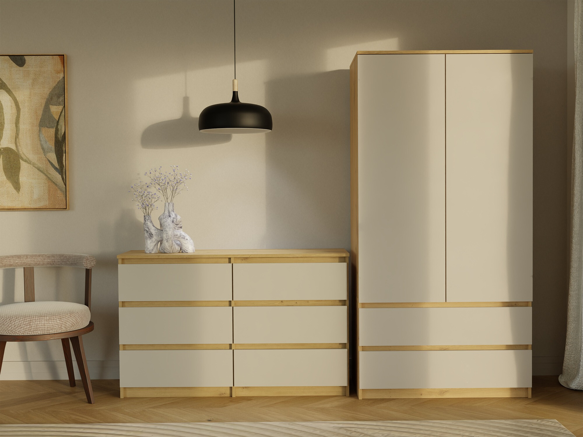 Chest of drawers Elbvelu 103 (Artisan oak + Cashmere)