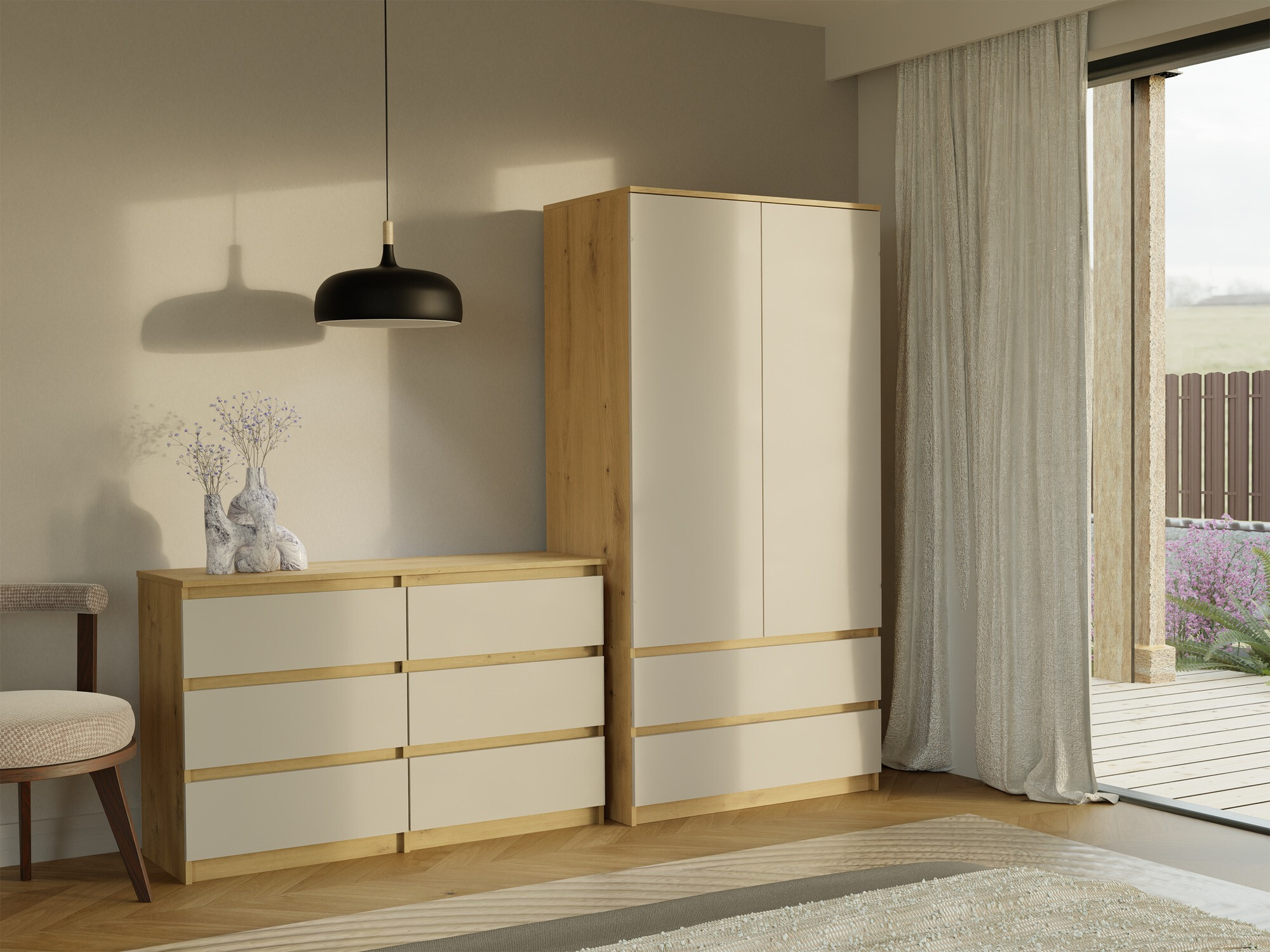 Chest of drawers Elbvelu 103 (Artisan oak + Cashmere)