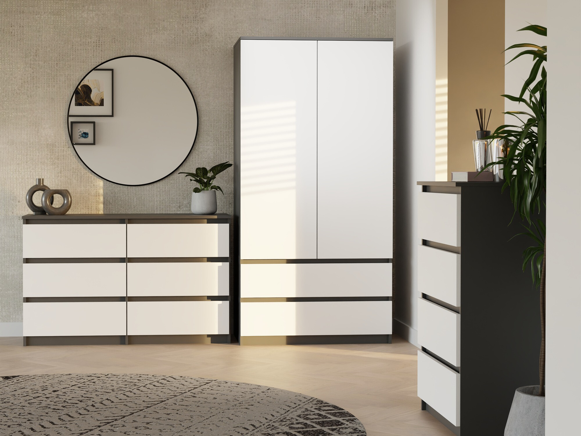 Chest of drawers Elbvelu 103 (Anthracite + White)
