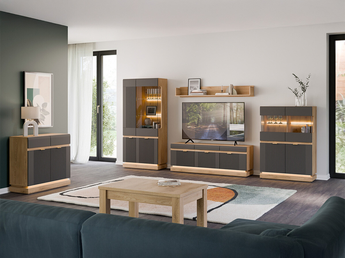 Chest of drawers Teselbu 102 (Anthracite + Oak)