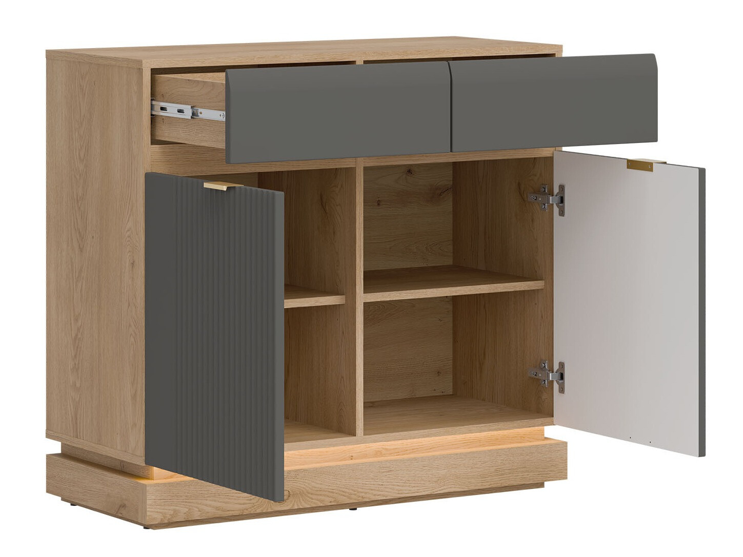Chest of drawers Teselbu 102 (Grey + Oak)
