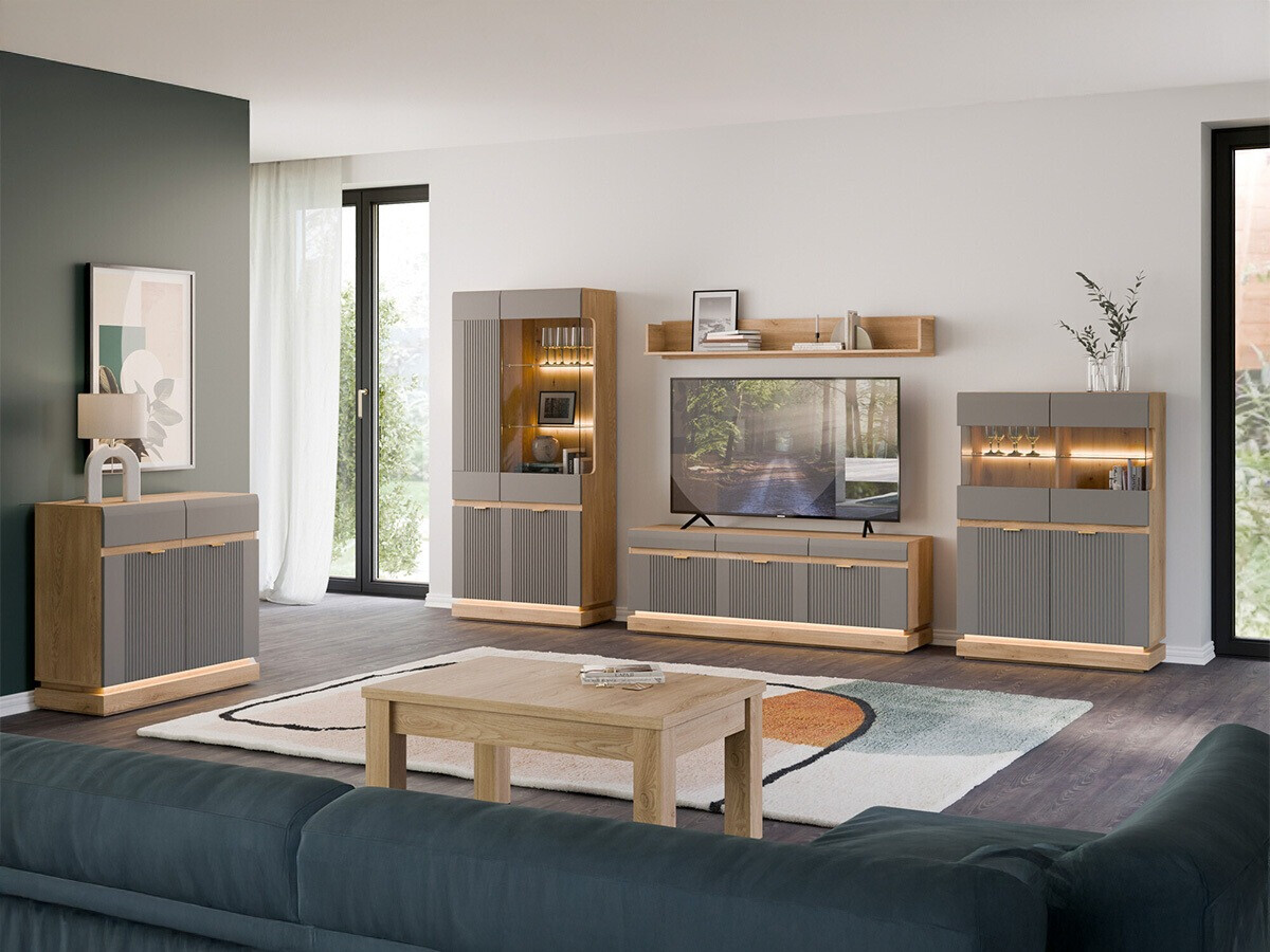 Chest of drawers Teselbu 102 (Grey + Oak)