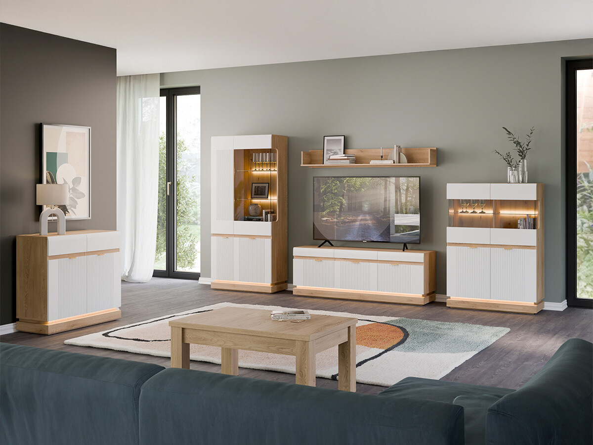 Chest of drawers Teselbu 102 (White + Oak)
